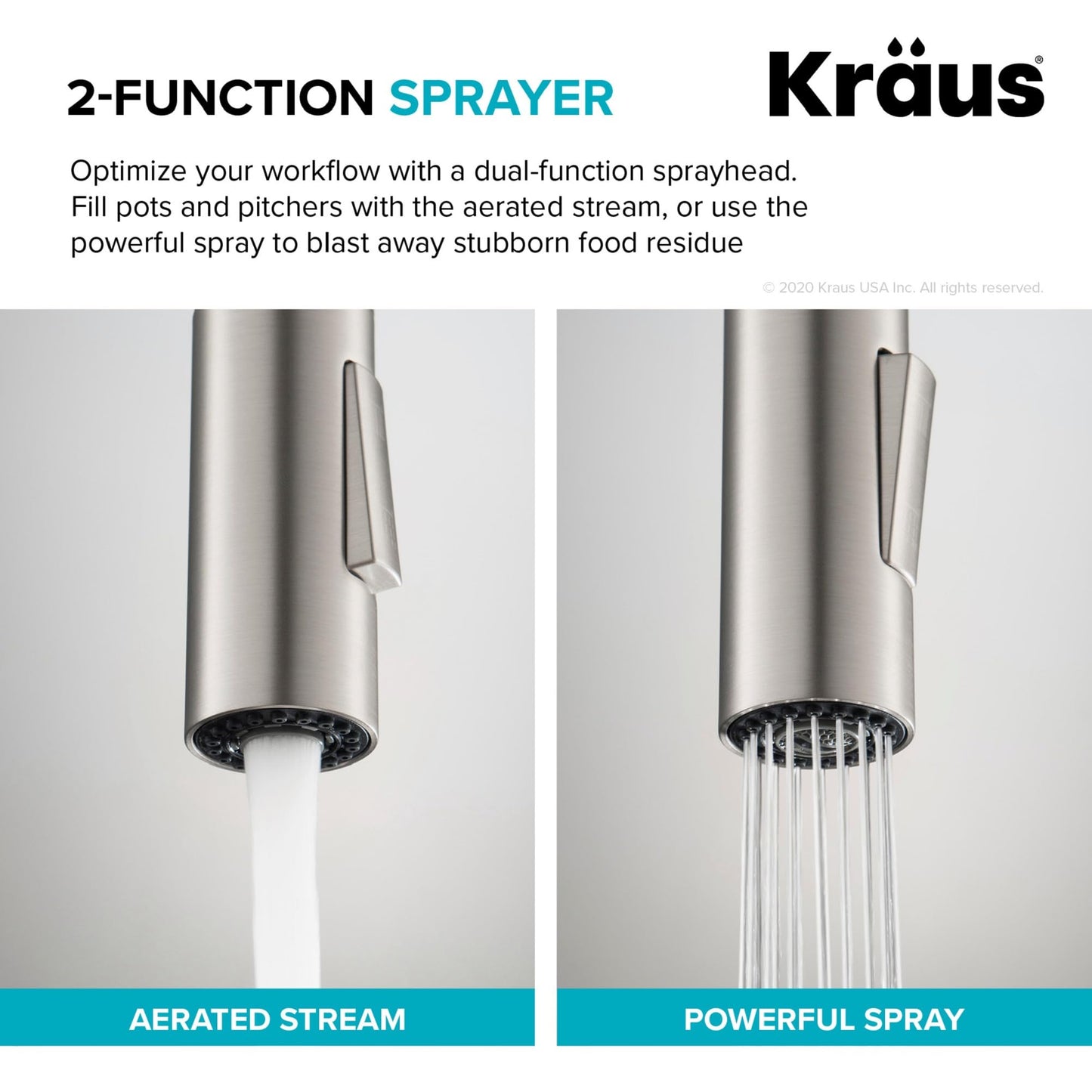 KRAUS Oletto Single Handle Pull Down Kitchen Faucet in Matte Black, KPF-2820MB