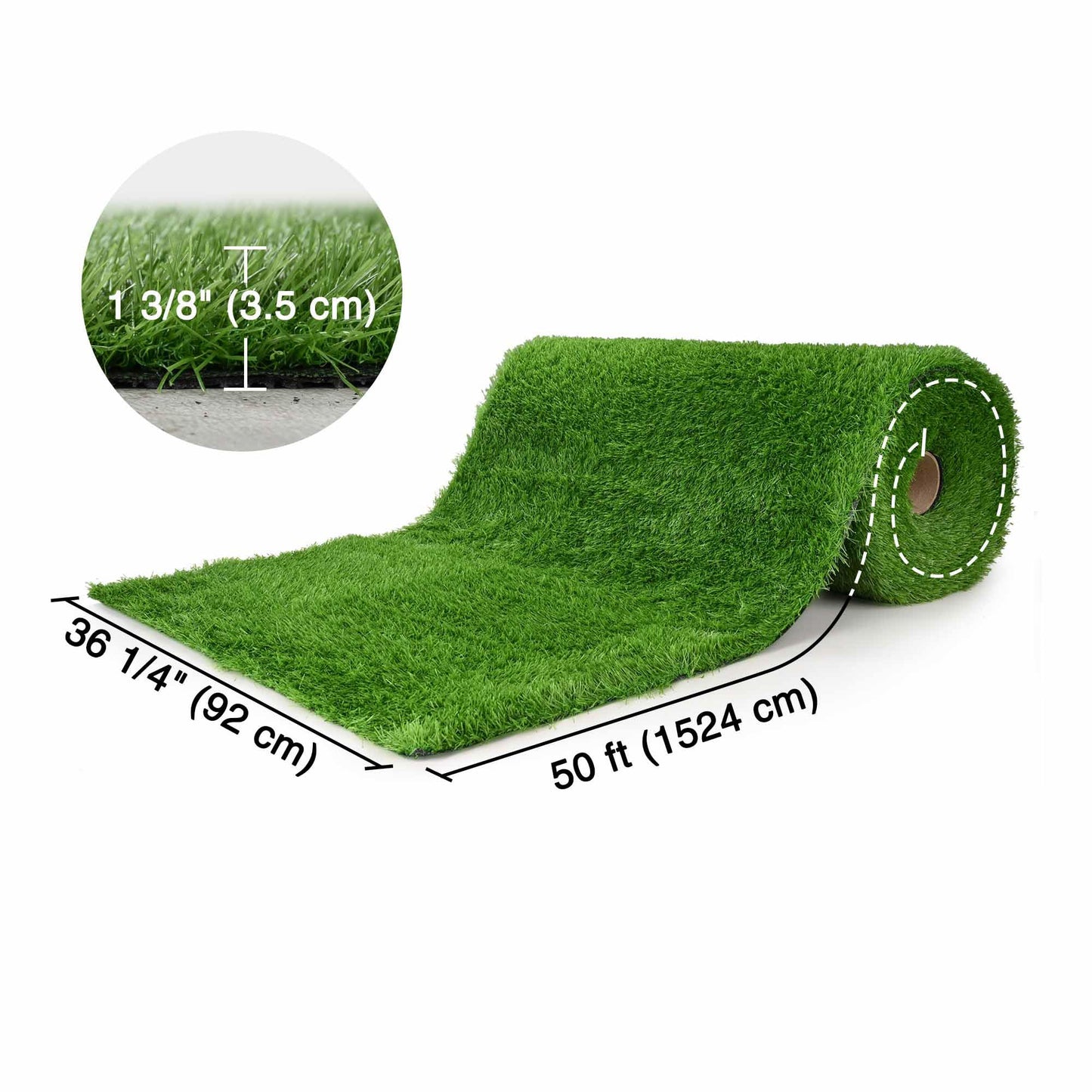 Yescom Artificial Grass Turf Synthetic Turf Fake Lawn with Drainage Holes for Pet Dog Potty Backyard Outdoor 50'x3'x4PCS(600 Sq.Ft) 1.38" Pile Height