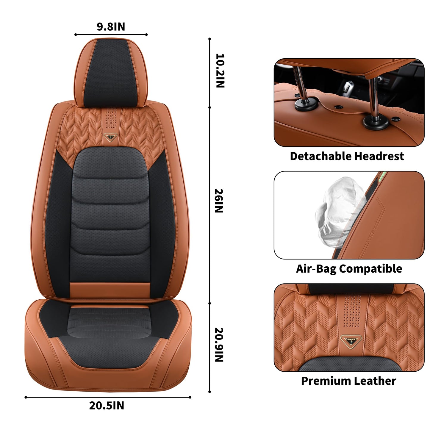 FLORICH Seat Cover for Cars, Front&Rear Seat Covers, Waterproof Automotive Car Seat Covers, Brown Car Seat Cushion Accessories for Most Car Interior Covers Sedan Truck SUV(Brown&Black, Full Set)