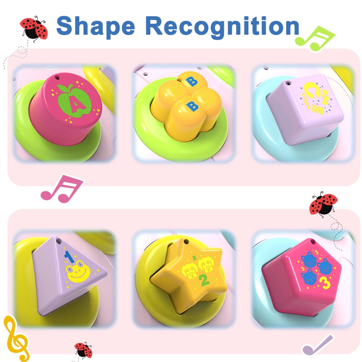 Holaxander Baby Musical Ladybug Crawling Toys,Baby Toy 6-12 Months with Light-up Music, Early Educational Learning Toy, Infant Gift Toys for 7 8 9 10 11 Months 1-2 Years Old Newborn Girls (Pink)