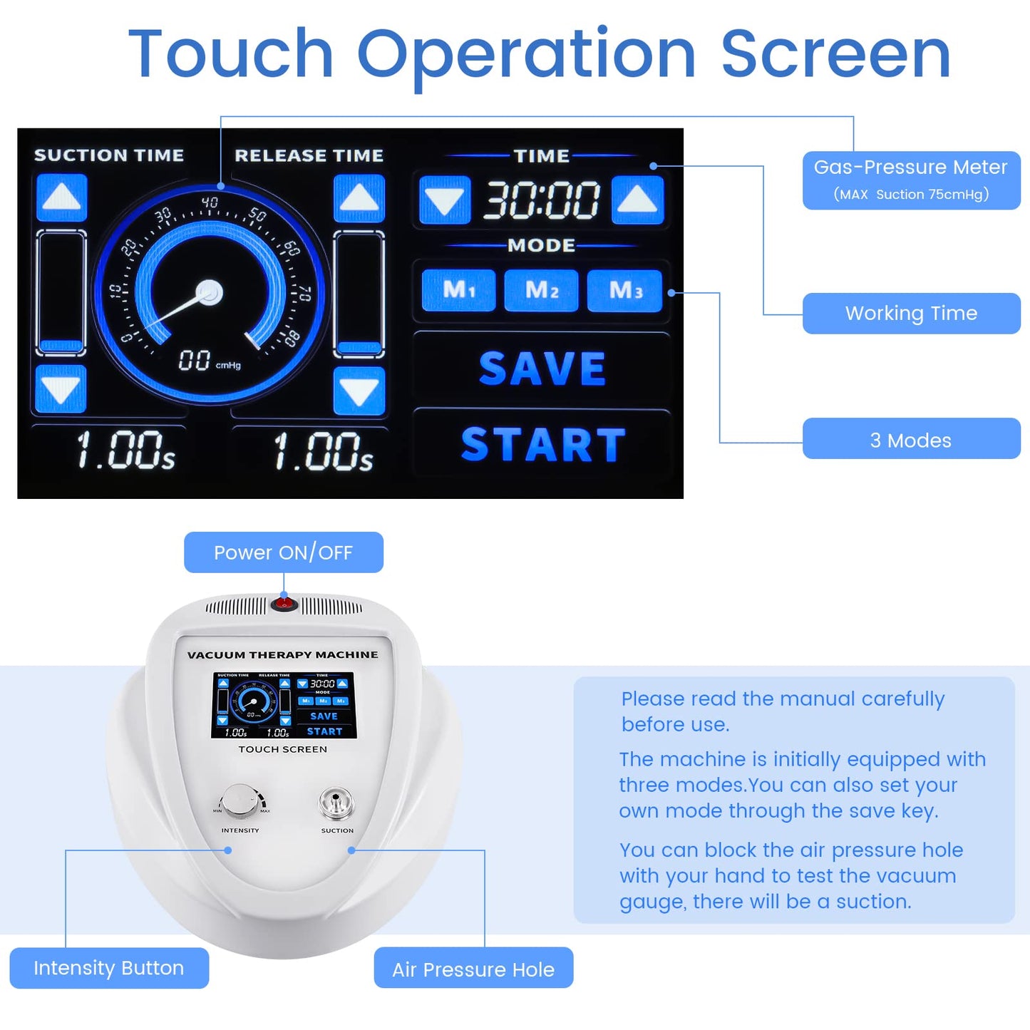 Beauty Star Vacuum Therapy Cupping Machine with 30 Cups and 3 Gua Sha Pumps for Body, Back, Face Massage Care Machine | Upgrade Touch Screen | Max Suction 75cmHg