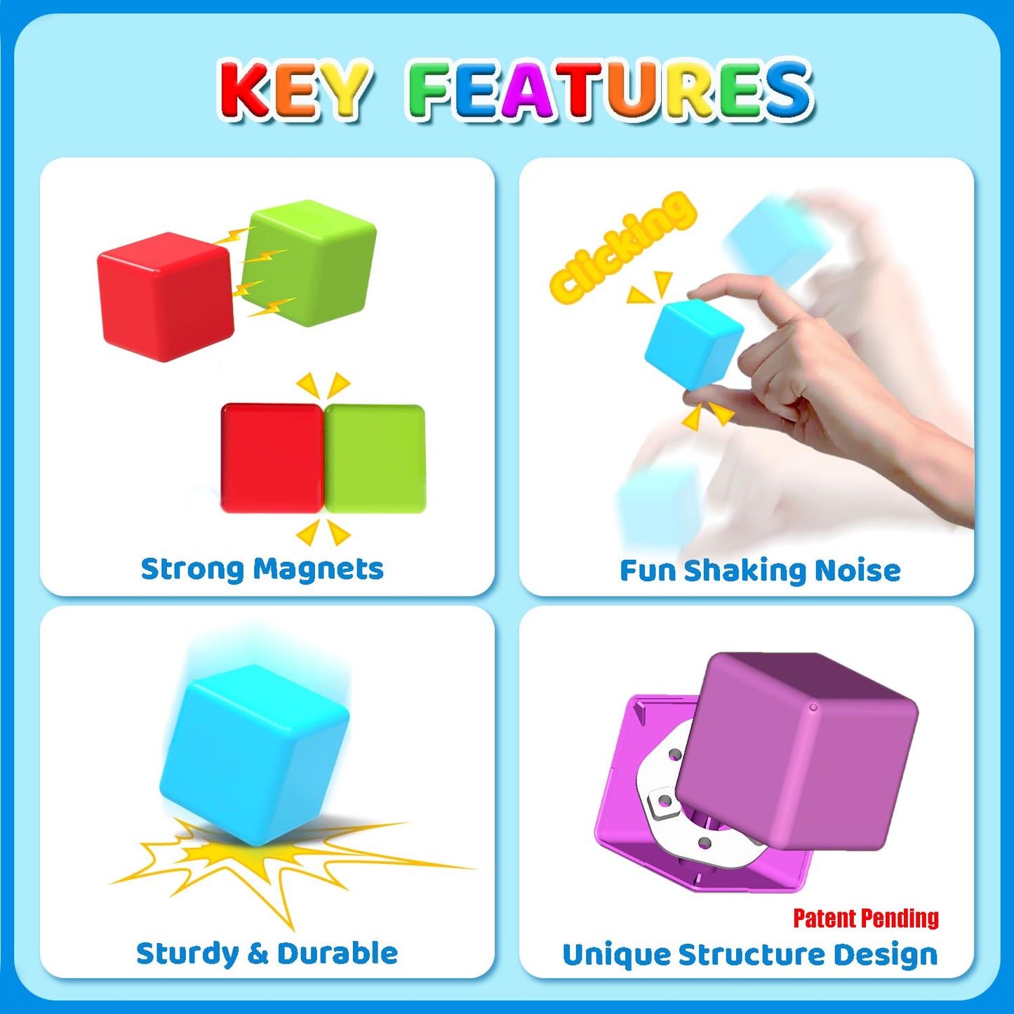 Magnetic Building Blocks & Magnetic Puzzle Toys for Toddlers, Large Building Blocks Cubes 1.65 Inches, Sensory & Montessori Toys for Boys & Girls 1 2 3 Years Old(40pcs)