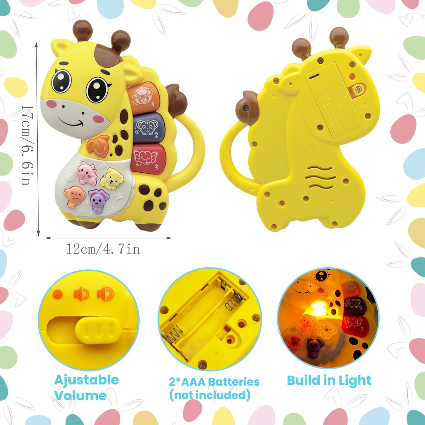 AFKSTL Baby Piano Toy, 6-12 Months Light Up Musical Baby Toys for 0 3 6 9 Months, Early Learning Educational Boys Girls Gifts (Giraffe)