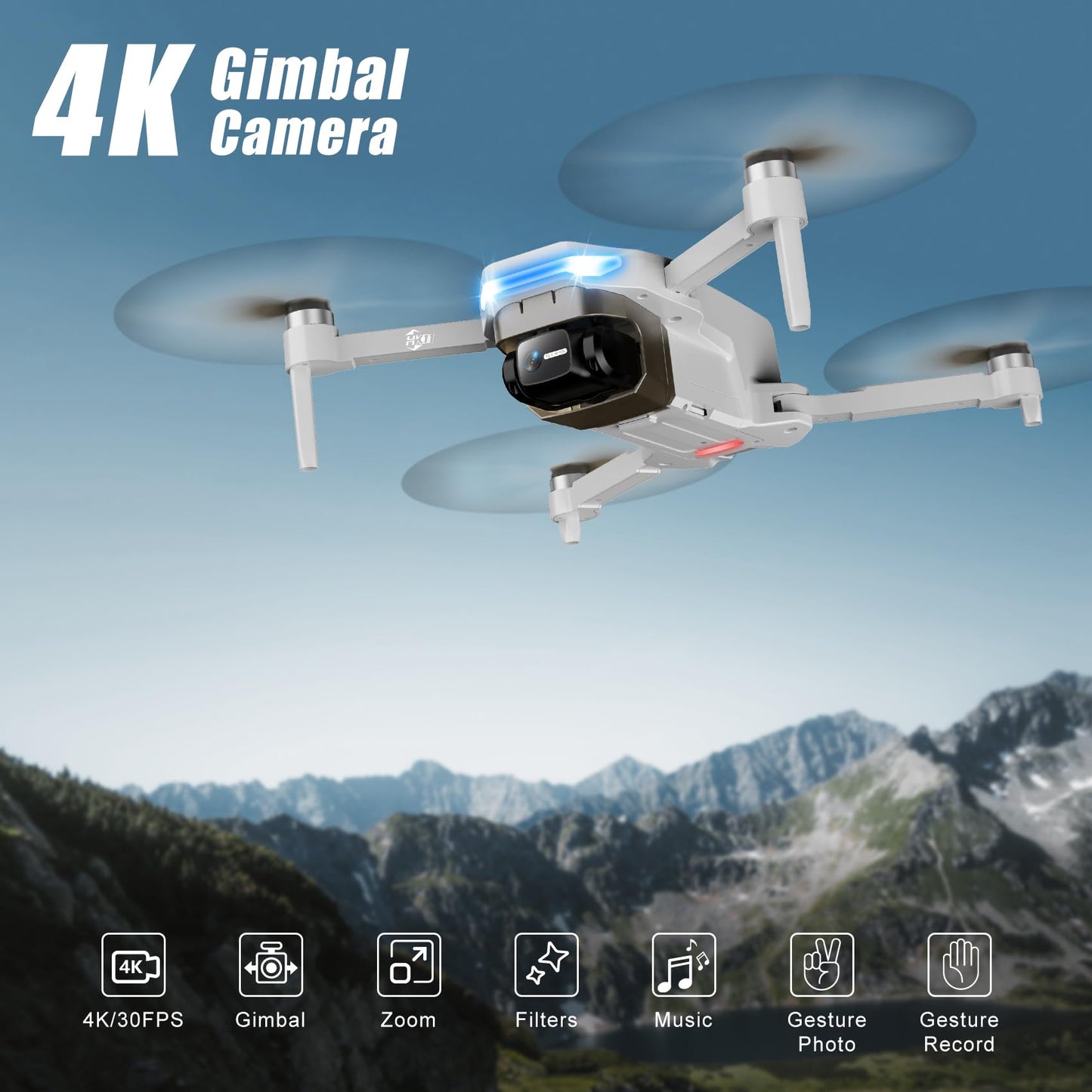 Oddire Drones with Camera for Adults 4K, GPS Auto Return, Waypoint Flight, Orbit Fly, GPS Follow, Gesture Control, Foldable Drone with Brushless Motor, 249g Light, 48 Mins Flight Time with 2 Batteries