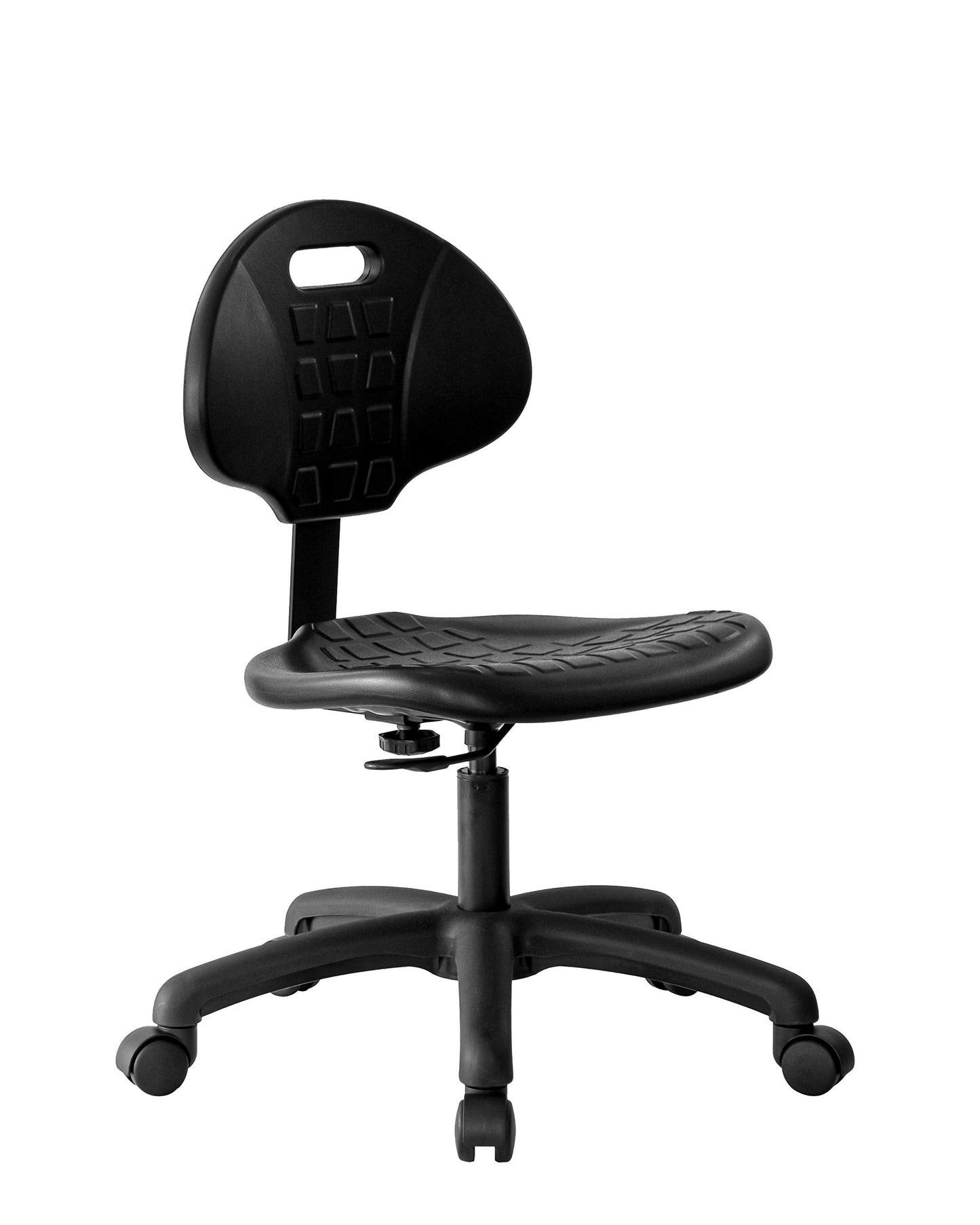 Chair Master Table Height Chair/Stool-Easy to Clean! Deluxe Ergonomic Polyurethane Chair. 5" of Height Adj (15.5"-20.5") 500 lb Capacity. Automotive, Lab, Garage, Home, Office (Standard, Black)