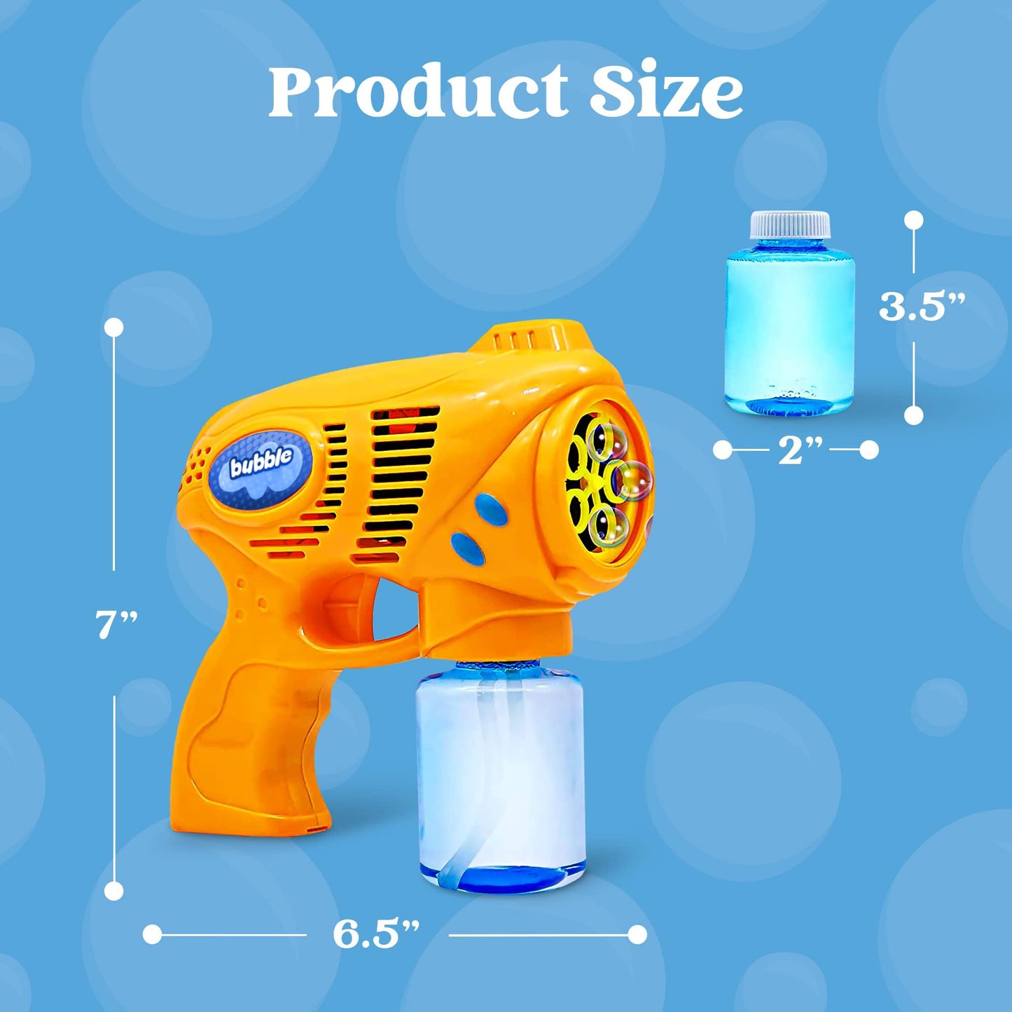 JOYIN 2 Bubble Guns with 2 Refill Solution (10 oz Total), Bubbles Maker, Blower for Kids, Toddlers, Outdoors Activity, Birthday Gift, Easter Basket Stuffers (Yellow+Orange)