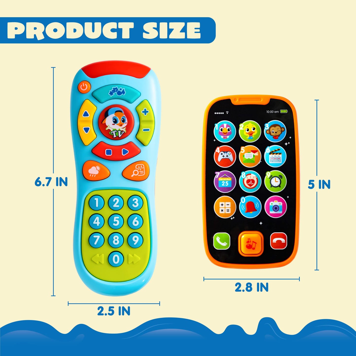 JOYIN Baby Learning Phone and Remote Toy for Toddler, Fun Smartphone Toys with Music for Infants, Boys or Girls, Holiday Stocking Stuffers, Kids Birthday Gift, Gifts for Christmas