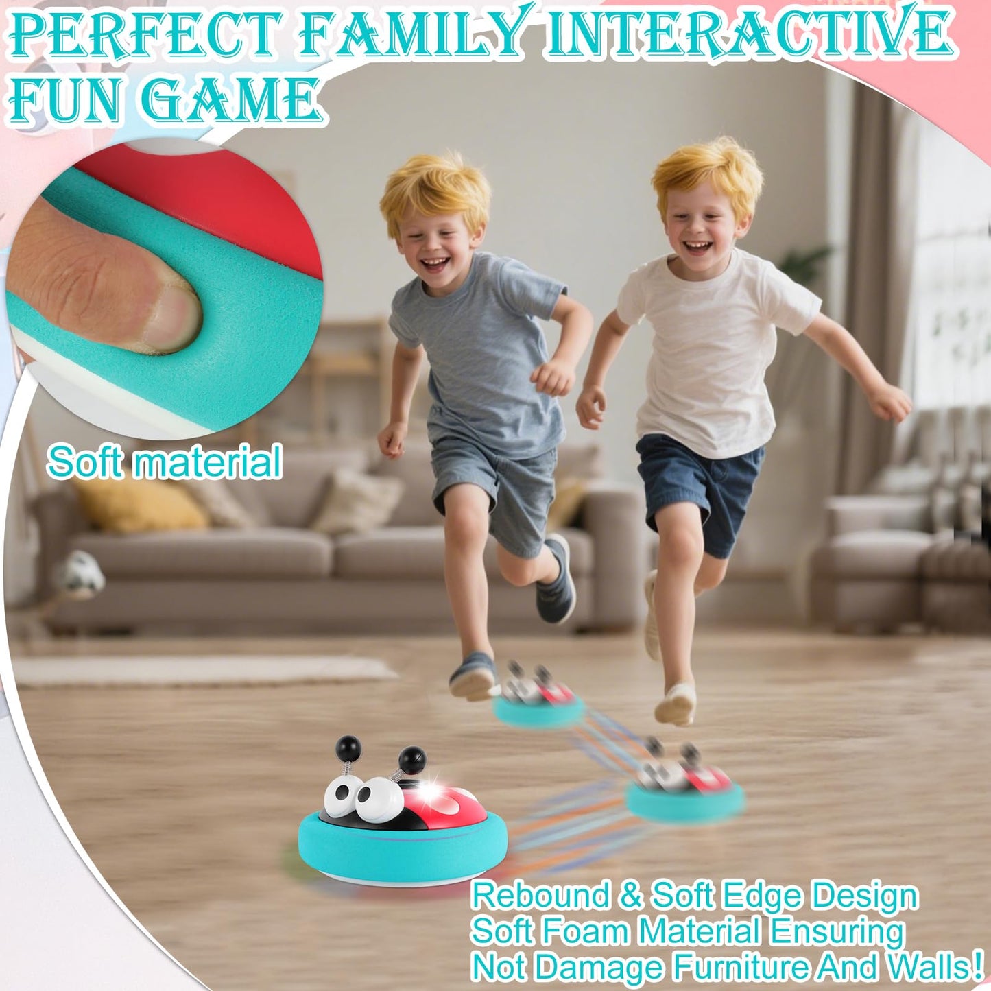 Hover Soccer Ball for Kids,Rechargeable Air Floating Football,LED Lights,Soft Foam Bumpers,Ladybug,Christmas Birthday Gifts,Indoor Outdoor Toy Games for Boys girls Age 3+4,5,7,9,10,11 Year Old,6-8-12