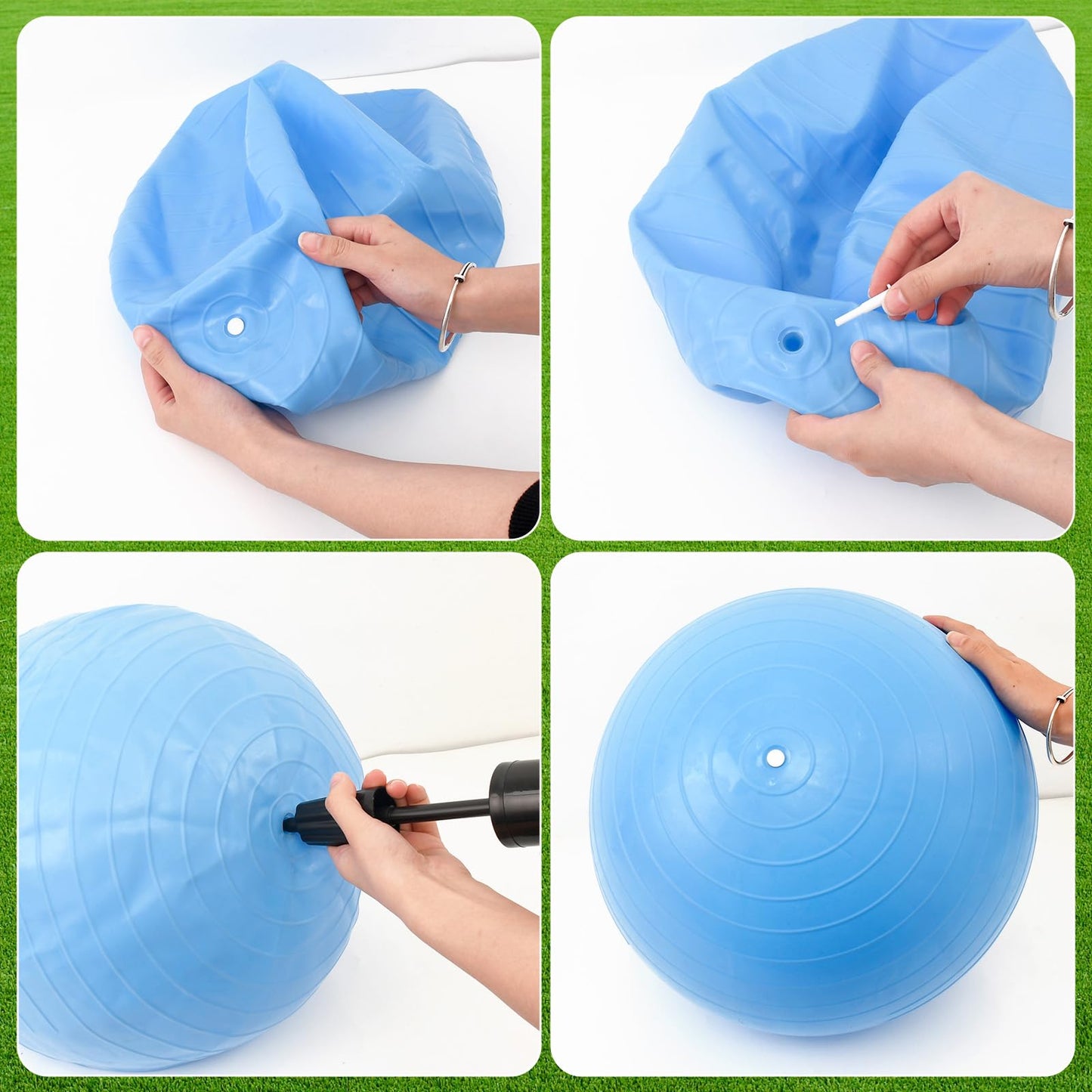 ZSMKJIAYE 18-Inch Jumbo Playground Balls - 3 Pack Giant Inflatable Bouncy Kickballs for Kids & Adults, Big Balls for Backyard Grass Play, Sports, Gym, Recess, Indoor & Outdoor Games with Hand Pump