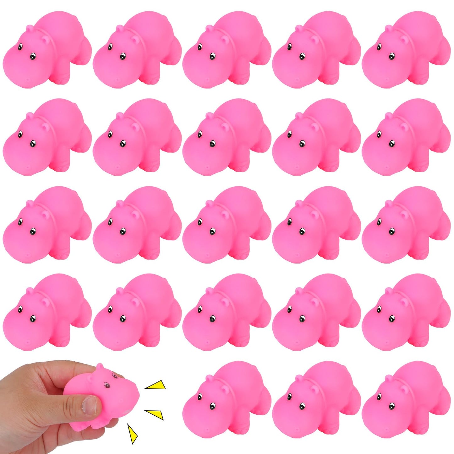 Youdaju 50 Pcs Rubber Hippo Baby Bath Toys Cute Floating Animal Bath Squirts Pink Hippo Bath Buddy Squirter Toys for Toddlers Fun Water Squirting Bathtime Play for Bathtub and Pool,Summer Beach Decor
