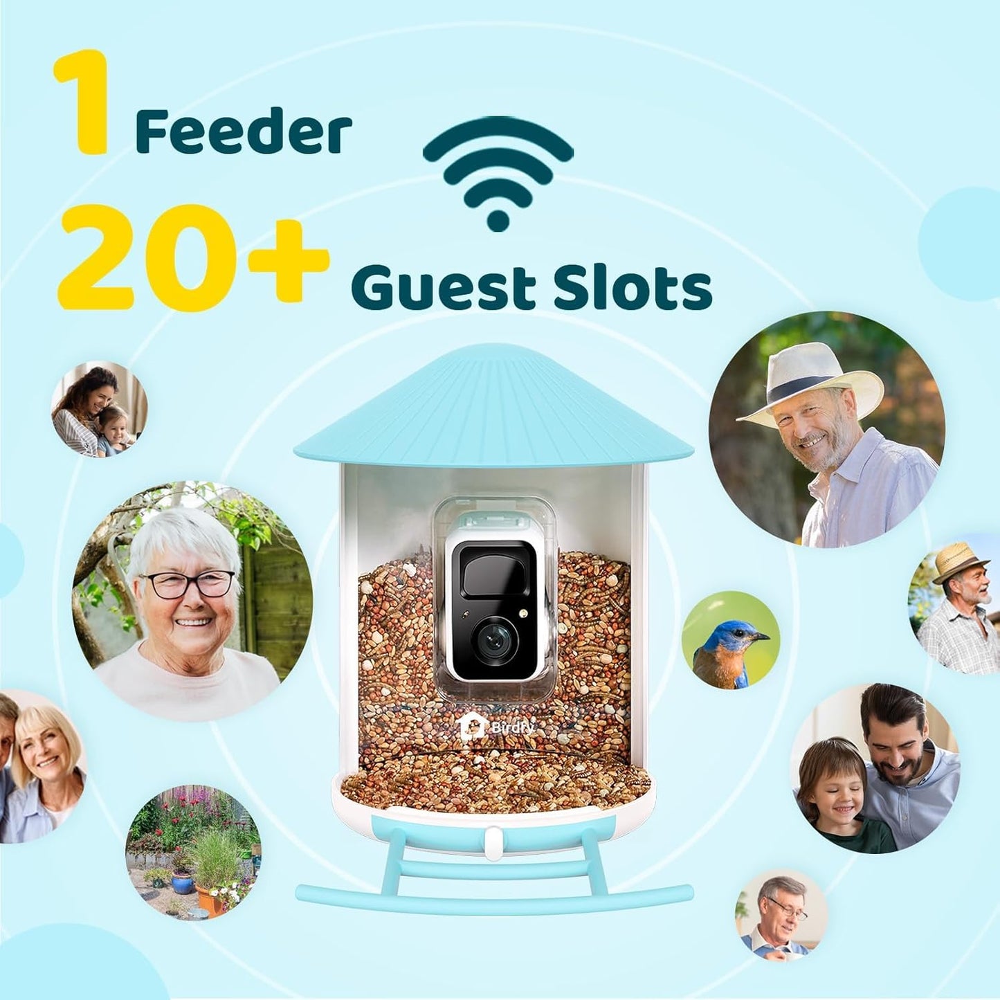NETVUE by Birdfy Smart Bird Feeder with 2K HD AI Camera Solar Powered, Wireless Wildbird Watching, Live Stream&Color Night Vision, Auto-Capture & Notify, Free Cloud Storage(AI by Subscription)