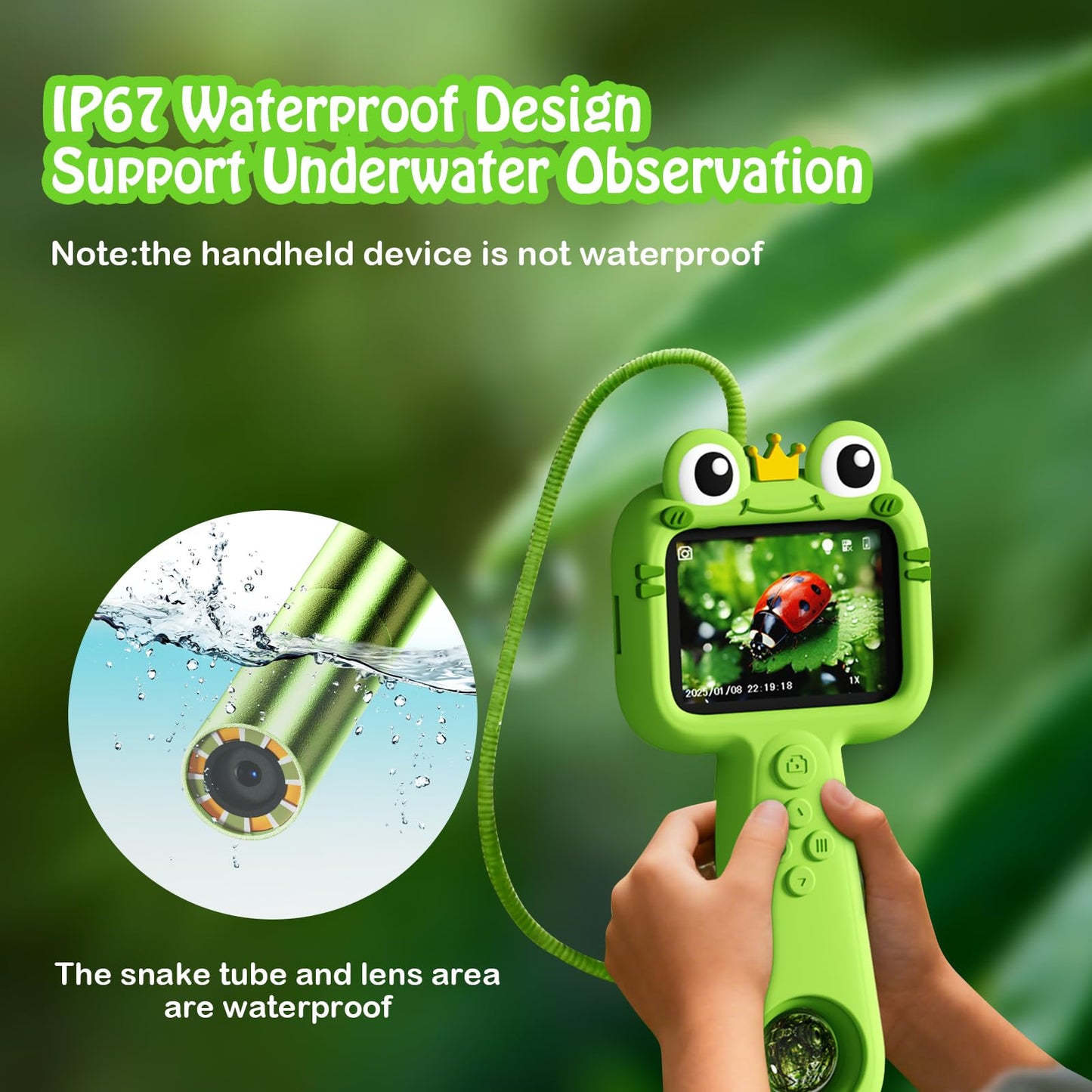 Kids Borescope with Light Borescope Snake Camera for Kids Rechargeable STEM Science Educational Outdoor Toy with 32GB Card Nature Exploration Birthday Gift for Boys & Girls Ages 4,5,6,7,8,9,10,11,12