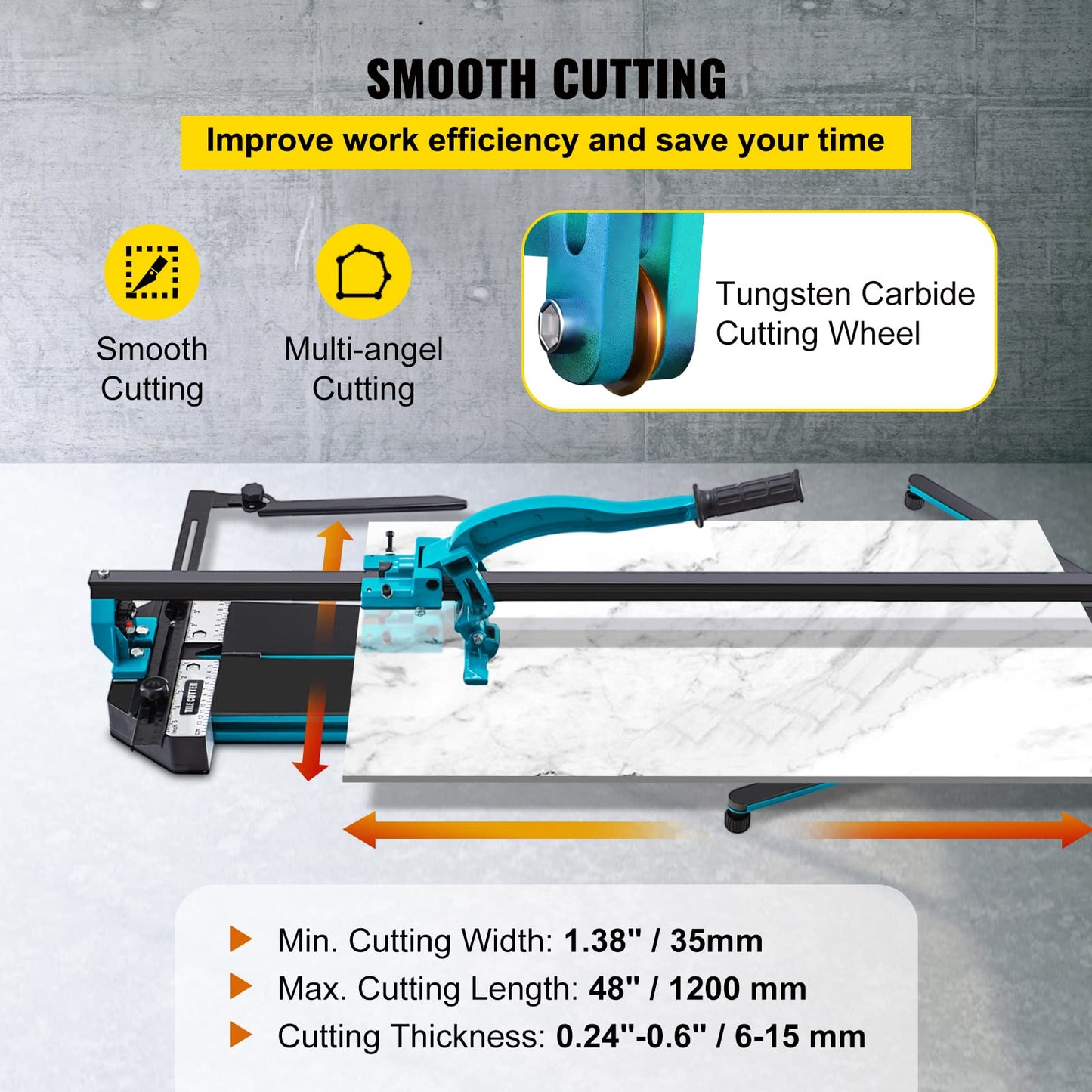 Mophorn 48 Inch Tile Cutter Single Rail Double Brackets Manual Tile Cutter 3/5 in Cap w/Precise Laser Manual Cutter Tools for Precision Cutting (48 Inch)