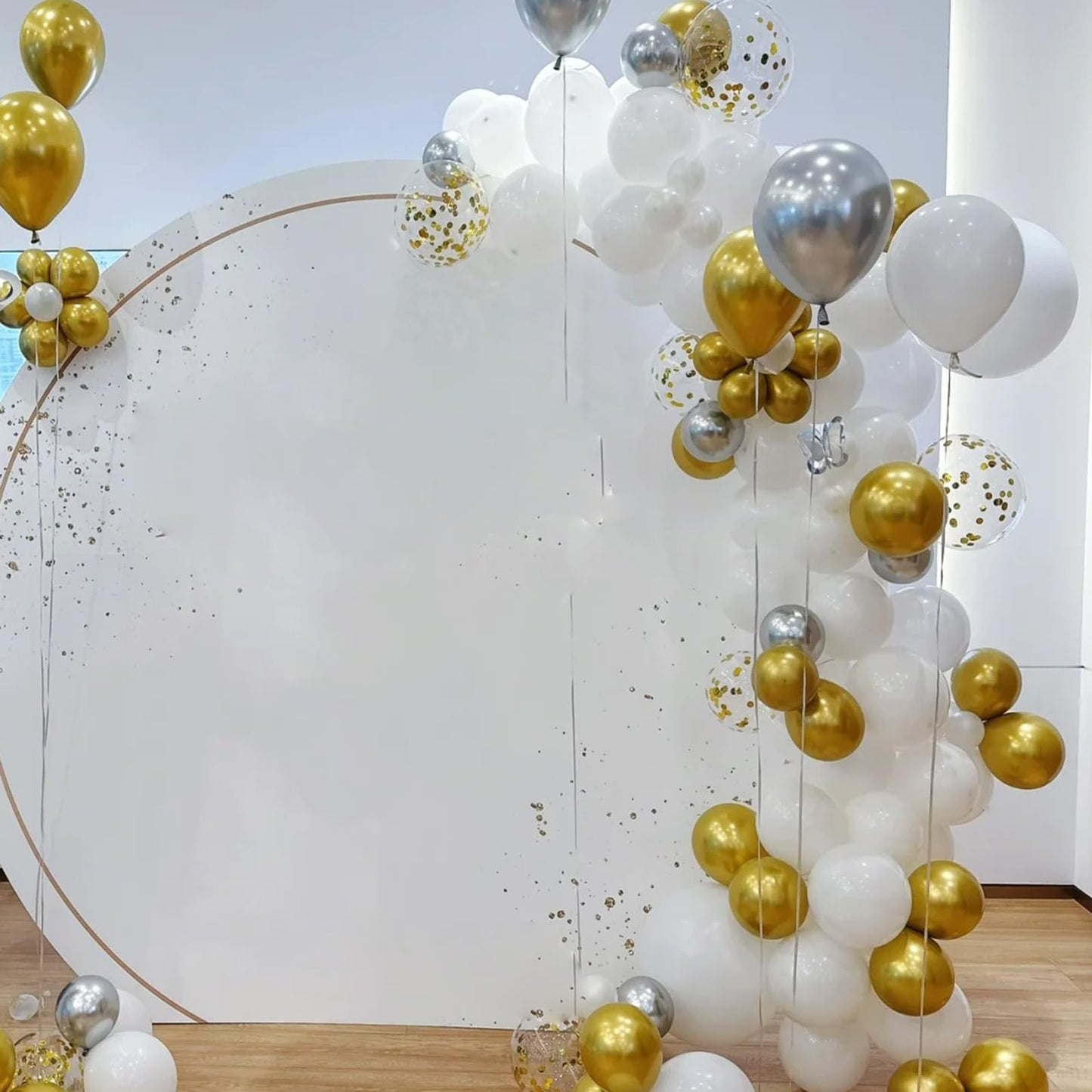 Paready Gold and Silver Latex Balloons, 60 Pcs 12 Inch Metallic Gold Silver and White Confetti Balloons for Birthday Baby Shower Engagement Anniversary Wedding Bridal Shower Graduation Decoration