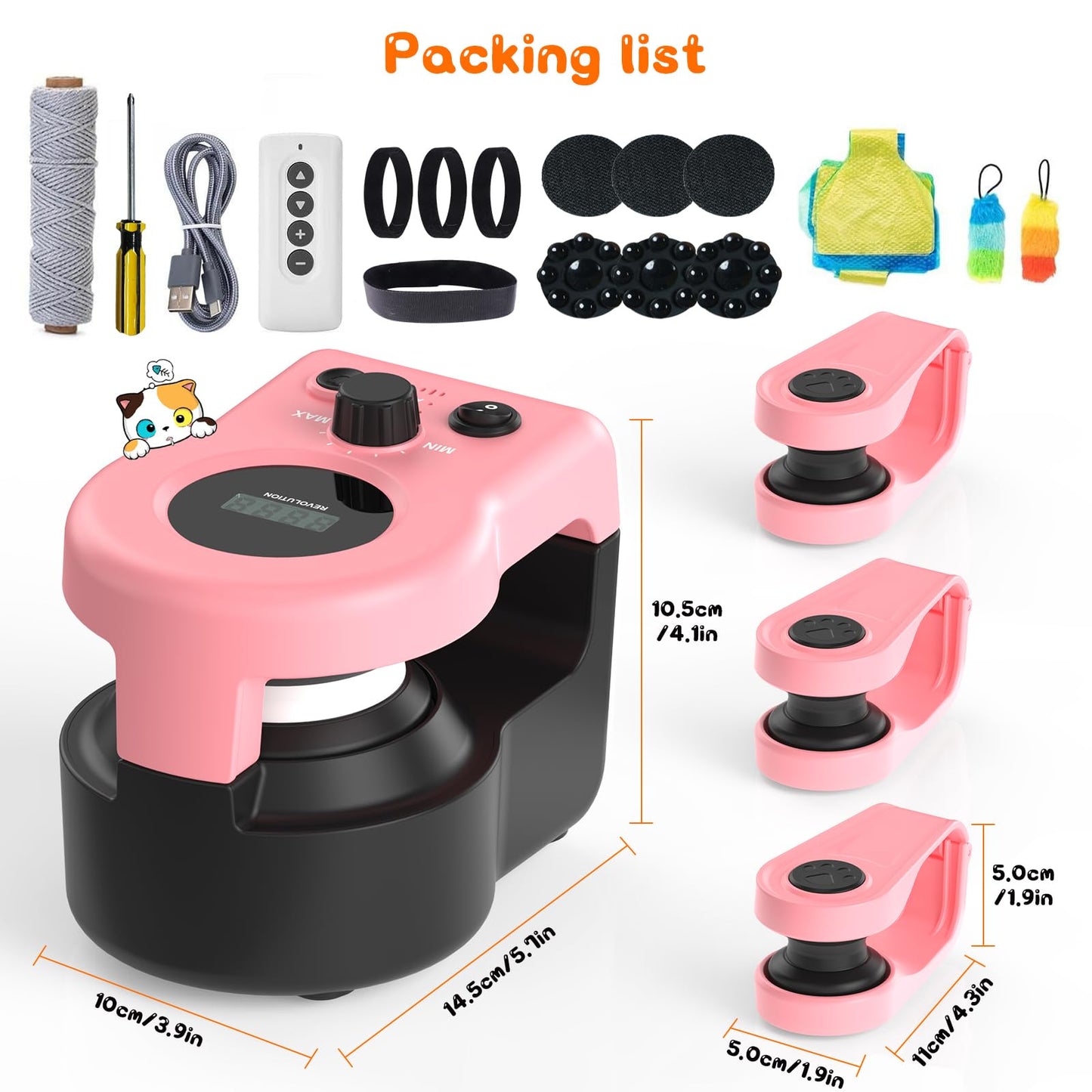 Interactive Cat Toy for Indoor - Automatic Cat Treadmill with Remote Control, 3 Speeds, Quiet Motor & Durable Design | Indoor Chase Hunting Feather Toys for Fitness, Playtime & Energy Release (Pink)