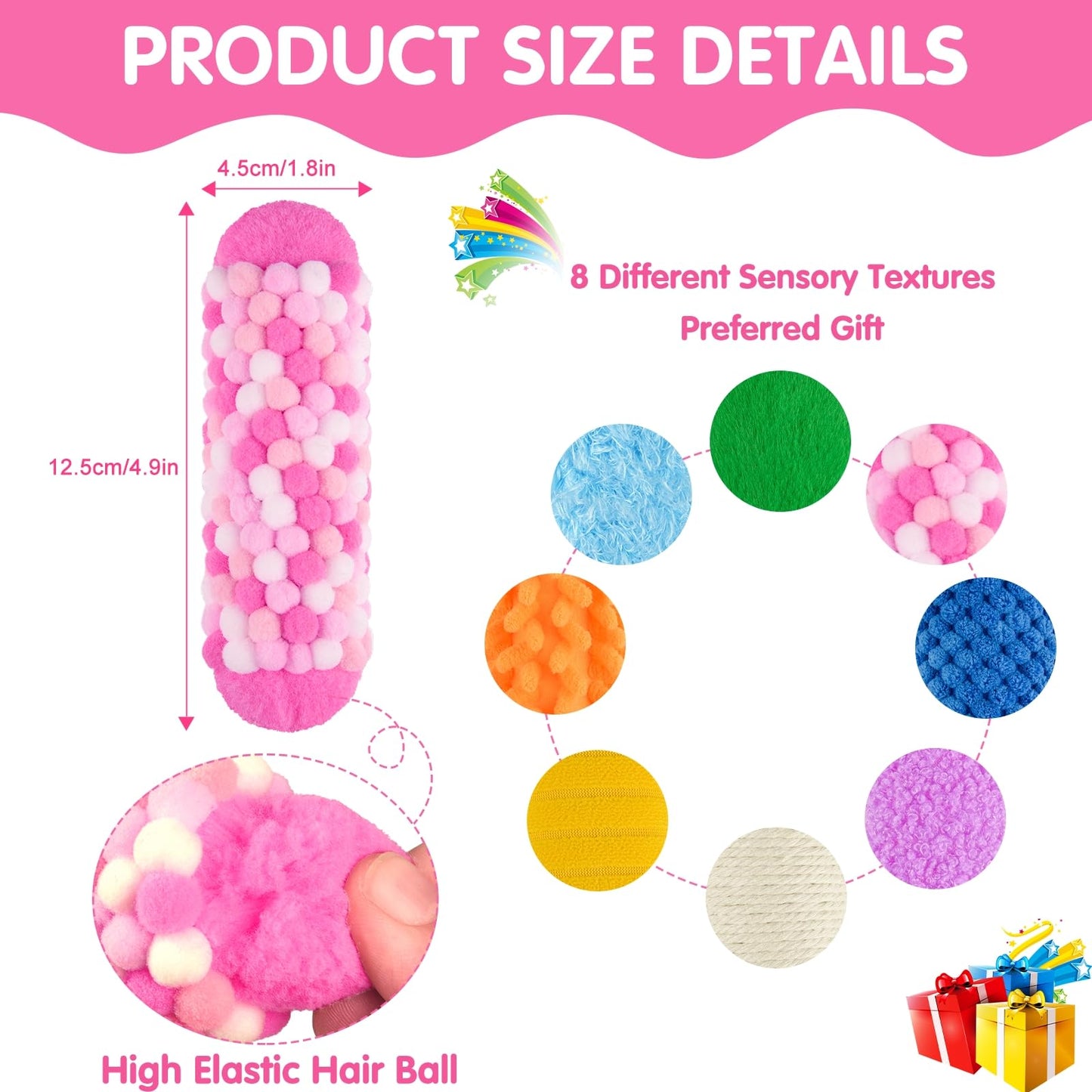 Bouiexye 8 PCS Sensory Toys Assorted Textured Exercise Sensory Bar Toys for Kids Baby Classroom Preschoolers Kindergarten Autism Educational