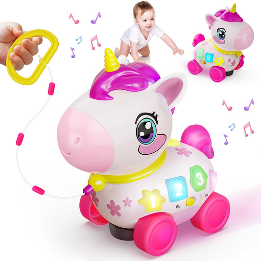 KAISASA Unicorn Toys for 1 Year Old Girl Gifts, Musical Educational Baby Toy 6-12-18 Month, 1st Birthday Gift for 1 Year Old Girl Toys, Bilingual Learning Present for 7 8 9 10 12 Month