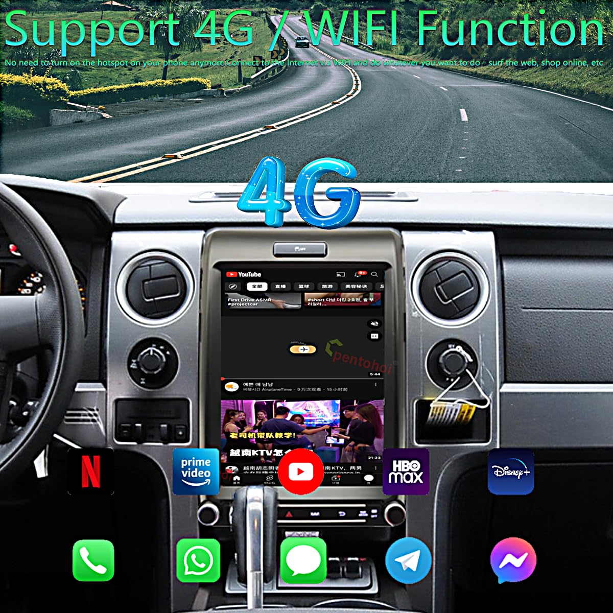 liyidaing for Ford F150 2013 2014 Car Radio Upgrade Android 13 Stereo Replacement 12.1inch Touch Screen 8core CPU Tesla Vertical Screen Style Support Carplay and Android Auto DSP 5G WiFi