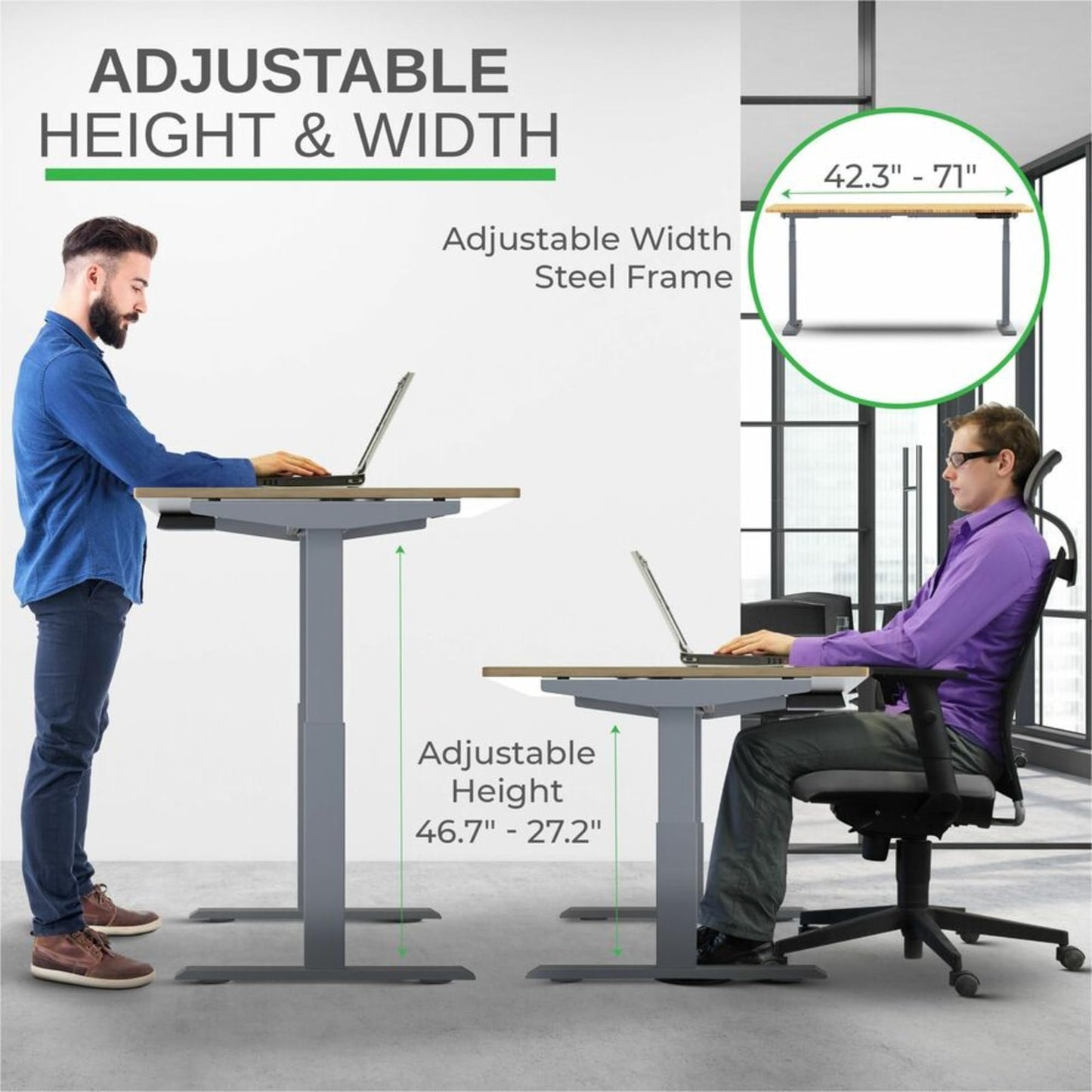 Rise Up Standing Desk Legs, Adjustable Standing Desk Frame Dual Motor w/Memory, Electric Frame Base Height Desktop Table, Sit Stand Electric Table Legs