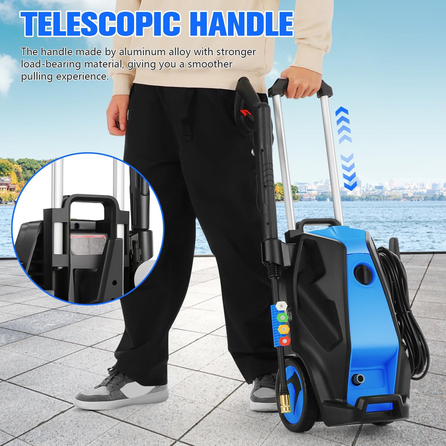 Imdot 5000PSI 4.0GPM Heavy Duty Electric Pressure Washer with 33 FT Extension Hose, 4 Quick Connect Nozzles and Foam Cannon for Cars/Fences/Driveways/Patios/Home Cleaning, Deep Blue