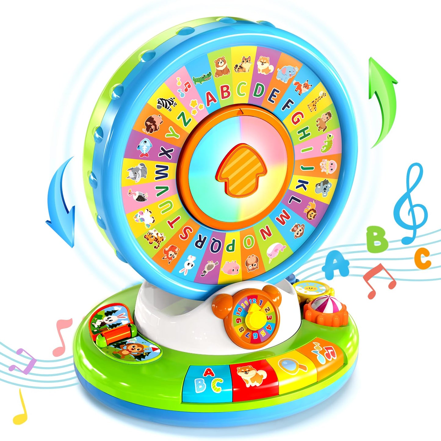 Duchong Learning Toy for Kids 1 2 3 Year Old Boys Girls, Spin and Sing Alphabet Zoo with Sounds, Interactive Educational Toys for Toddler 2-3, First Christmas 1st Birthday Gifts Toy