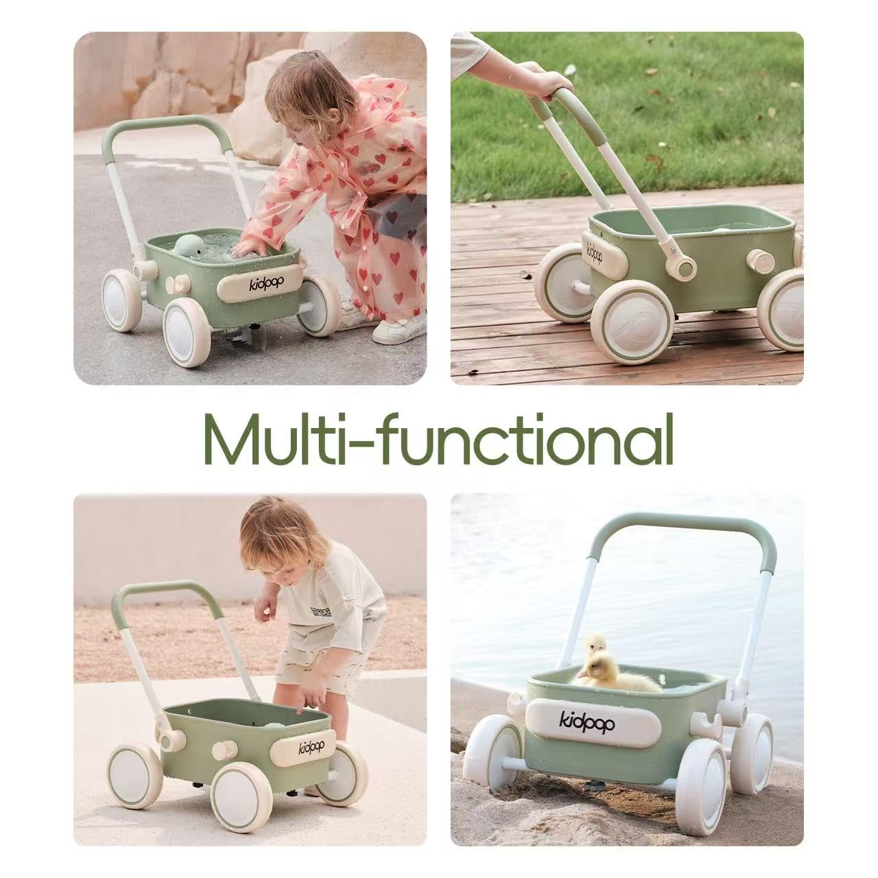 PULA Baby Push Walker with Wheels Toddler Wagon for First Learner Baby Toys 6-12 Months, 1 Year Old Birthday Gifts, Indoors and Outdoors (Black)