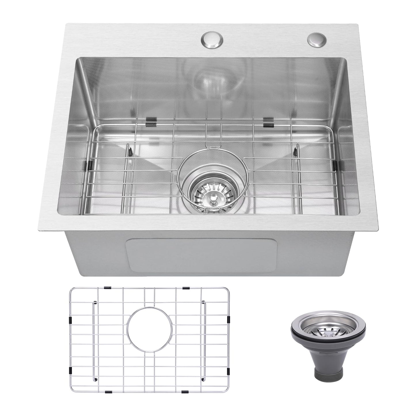 Beleeb Drop In Kitchen Sink 20x16", 9" Basin Depth, 18 Gauge Stainless Steel Sink, 3D Embossed Surface Finish Top Mount with Accessories