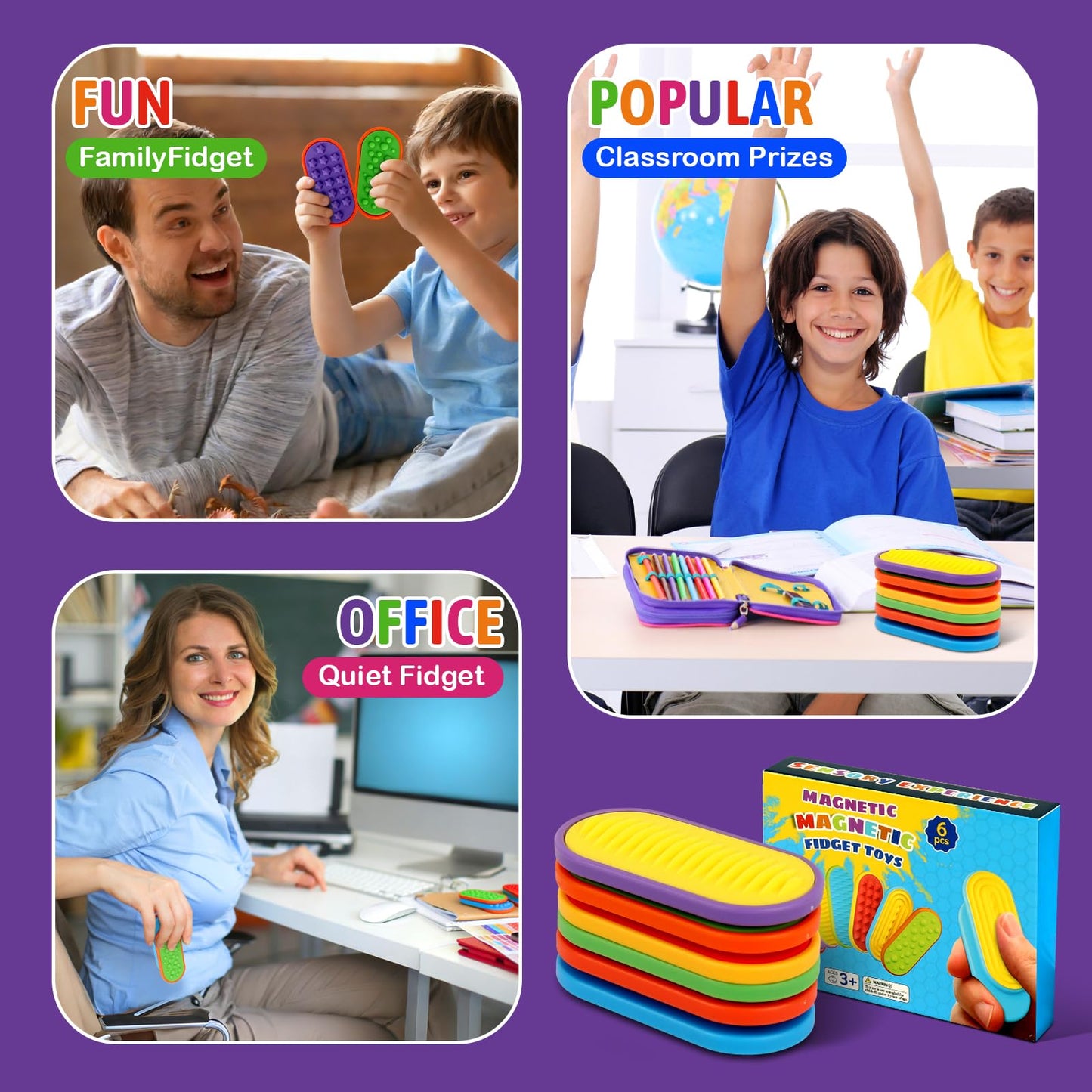 Ziogogco 6PCS Silicone Magnetic Slider Toys，for Adults & Teens, Relieves Stress and Anxiety in Children with Autism. A Must-Have Toy for Office Desk Toy, Stocking Stuffers for Women Men Teen Gift