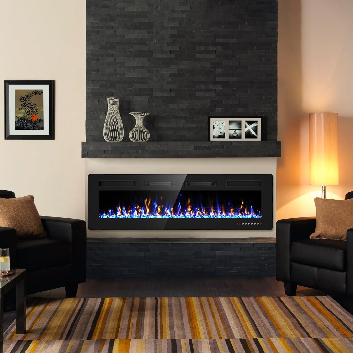 60 inch Electric Fireplace Recessed and Wall Mounted