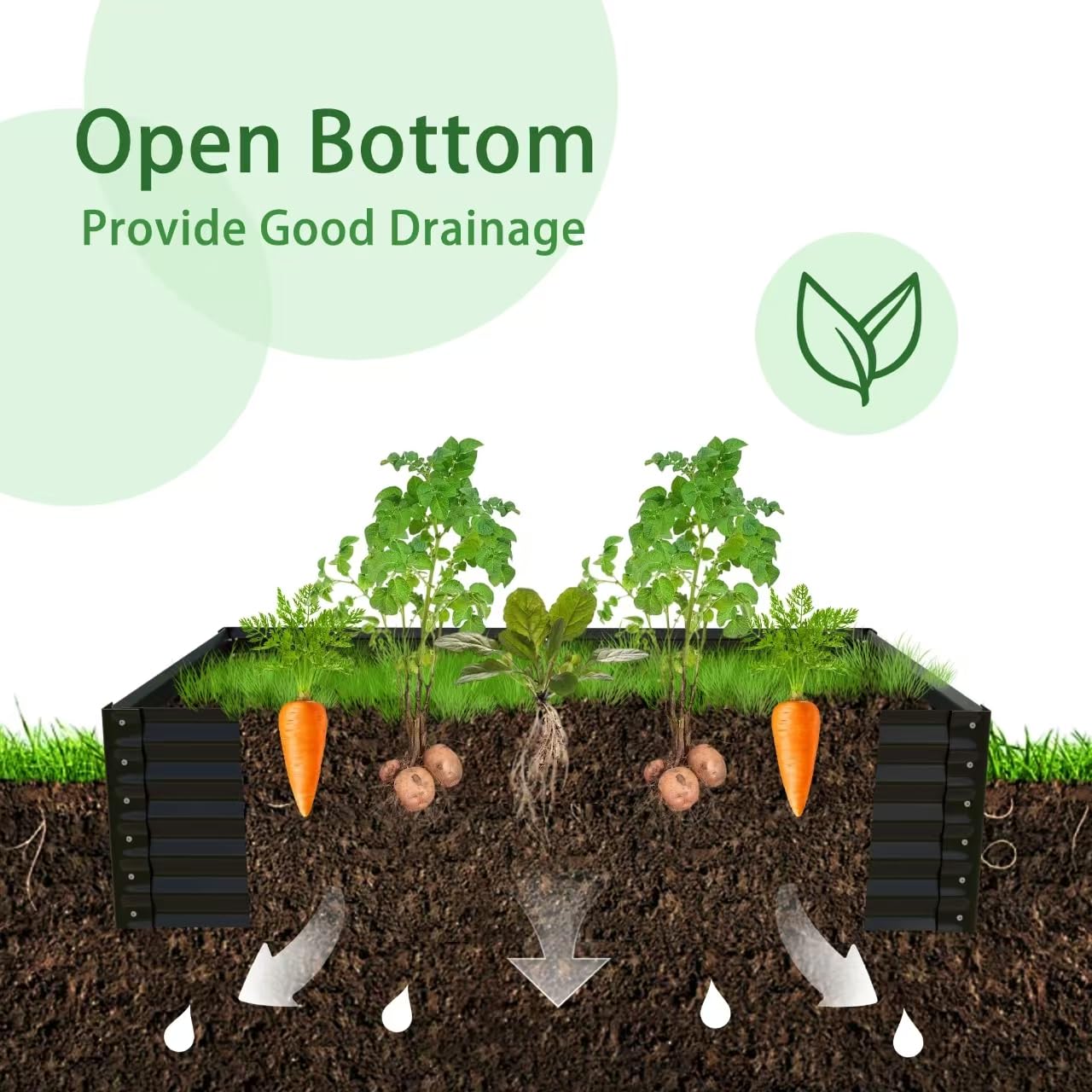 Dithoko 68.7" Raised Garden Bed with Greenhouse Cover, Galvanized Steel Planter Box with Open Bottom Drainage, Dual Use Outdoor Metal Planter for Vegetables Flowers and Herbs