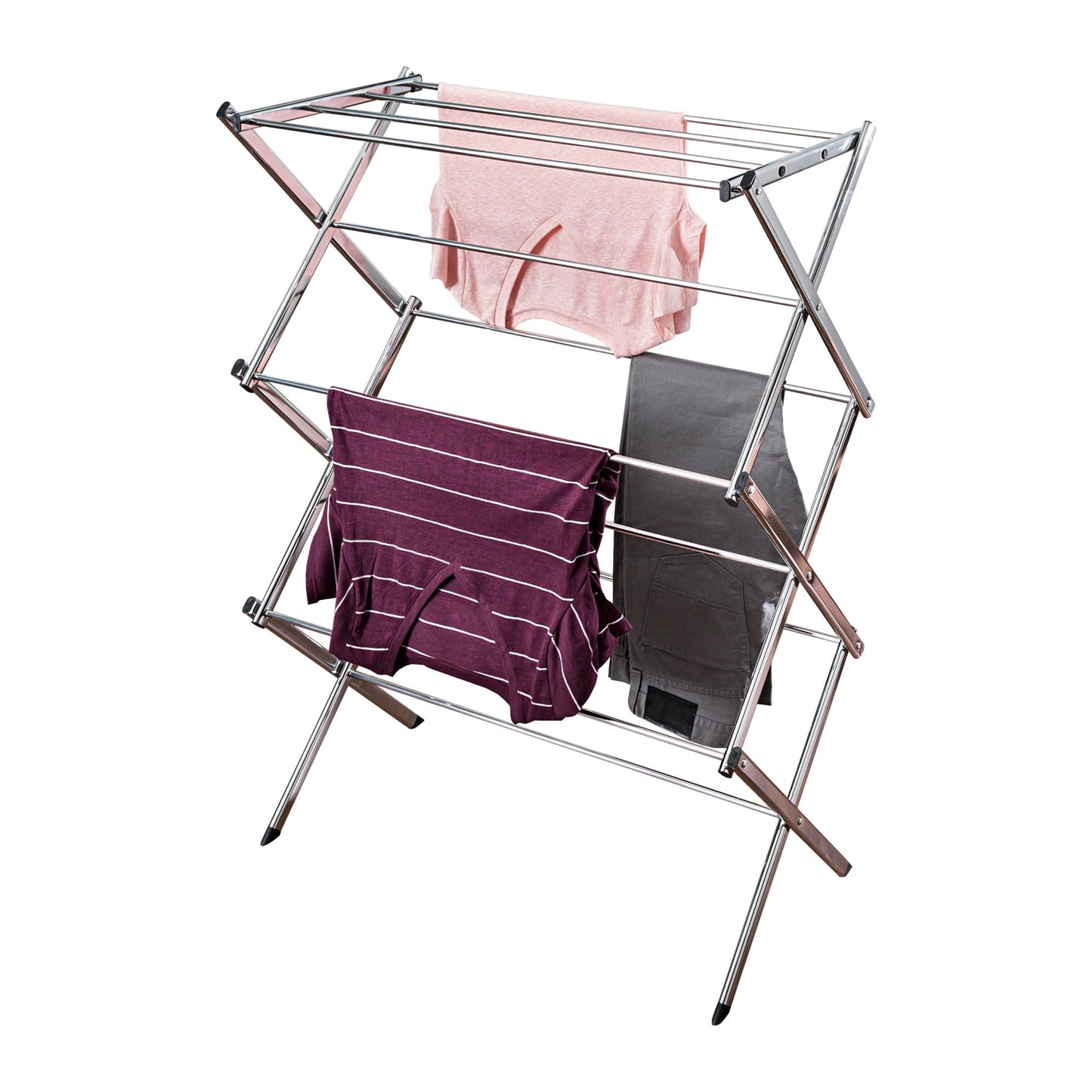 Honey-Can-Do Commercial Accordion Wood Drying Rack, Chrome, for Storage
