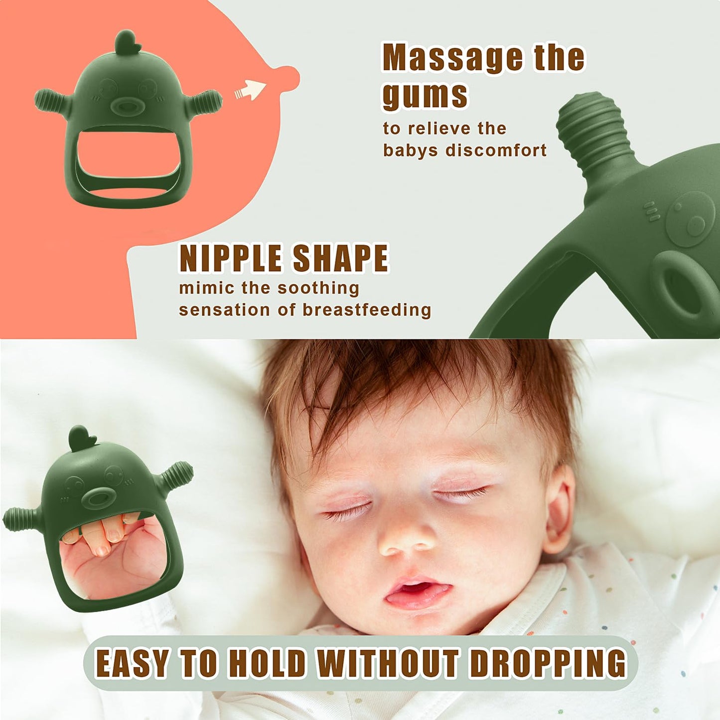 Gedebey 3-in-1 Baby Food & Fruit Feeder Set – Breastmilk Popsicle Mold with Freezer Tray, Teething Relief Toy, BPA Free Infant Silicone Feeding Combo, 3 Bonus Sizes (S/M/L) Sacs (Olive Green)