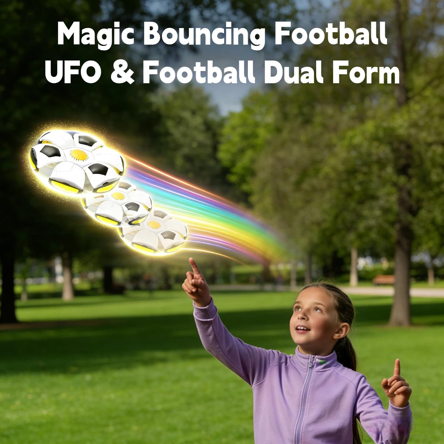 Vmeoap Magic Ball - Ultimate Soccer Fan Gift 2026-2-in-1 LED Shape-Shifting Ball & UFO Disc, Soccer Season Gameday Toy for Viewing Parties, Outdoor Football Fun for Kids Boys Girls