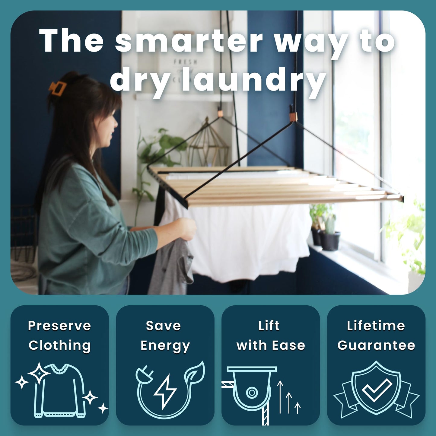 The Nice Rack Ceiling Laundry Drying Rack w/Pulley System (36 INCHES)