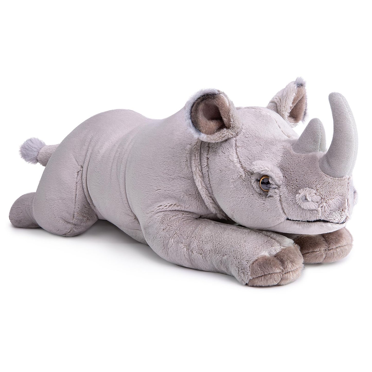 Frankiezhou Home Rhino Plush, Realistic Sleeping Stuffed Animal 19in, Lifelike Standing Rhinoceros Weigted Toys, Simulation Soft Crawling Zoo Unique Plushie Toys Model Dolls for Kids, White