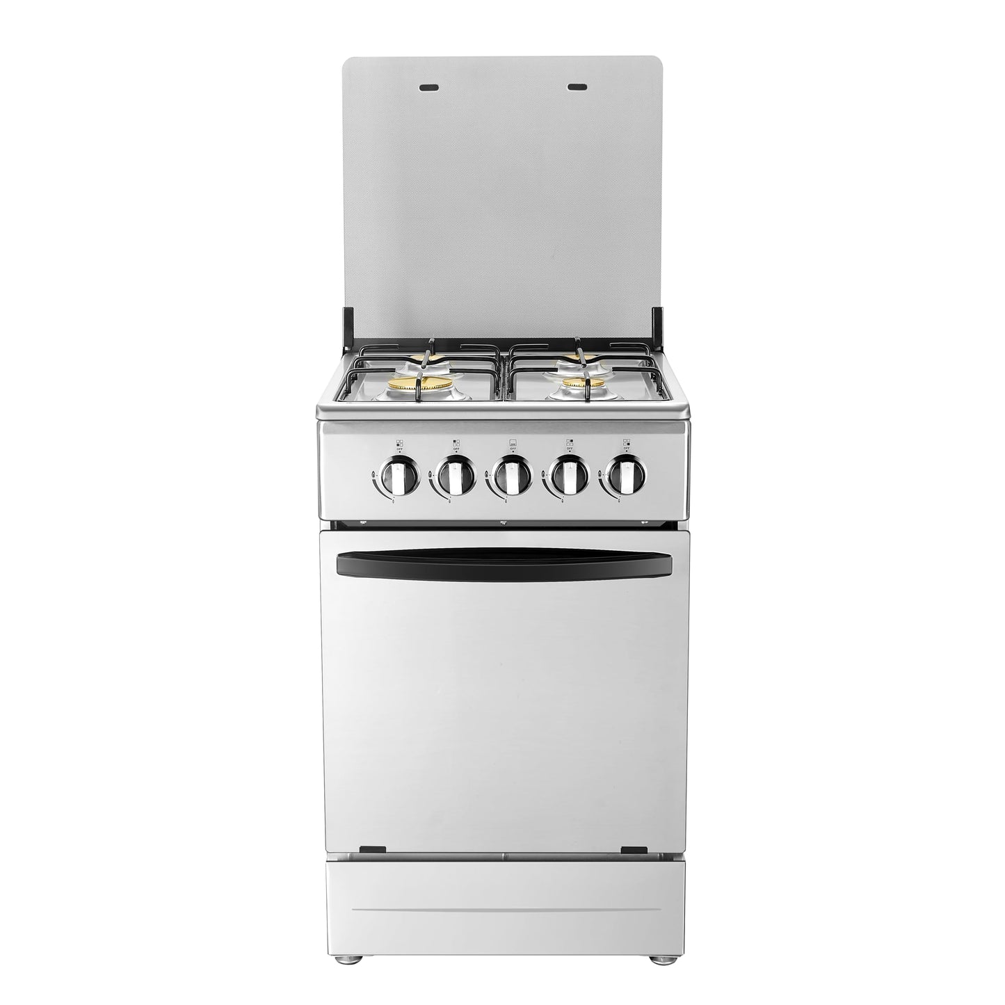 20" Free Standing Gas Stove Oven Range,4 Burner LPG Cooktop with 65L Oven, 201 Stainless Steel Body, Double Layer Mirror Surface Tempered Glass Door, Compact Design for Kitchen (LPG)