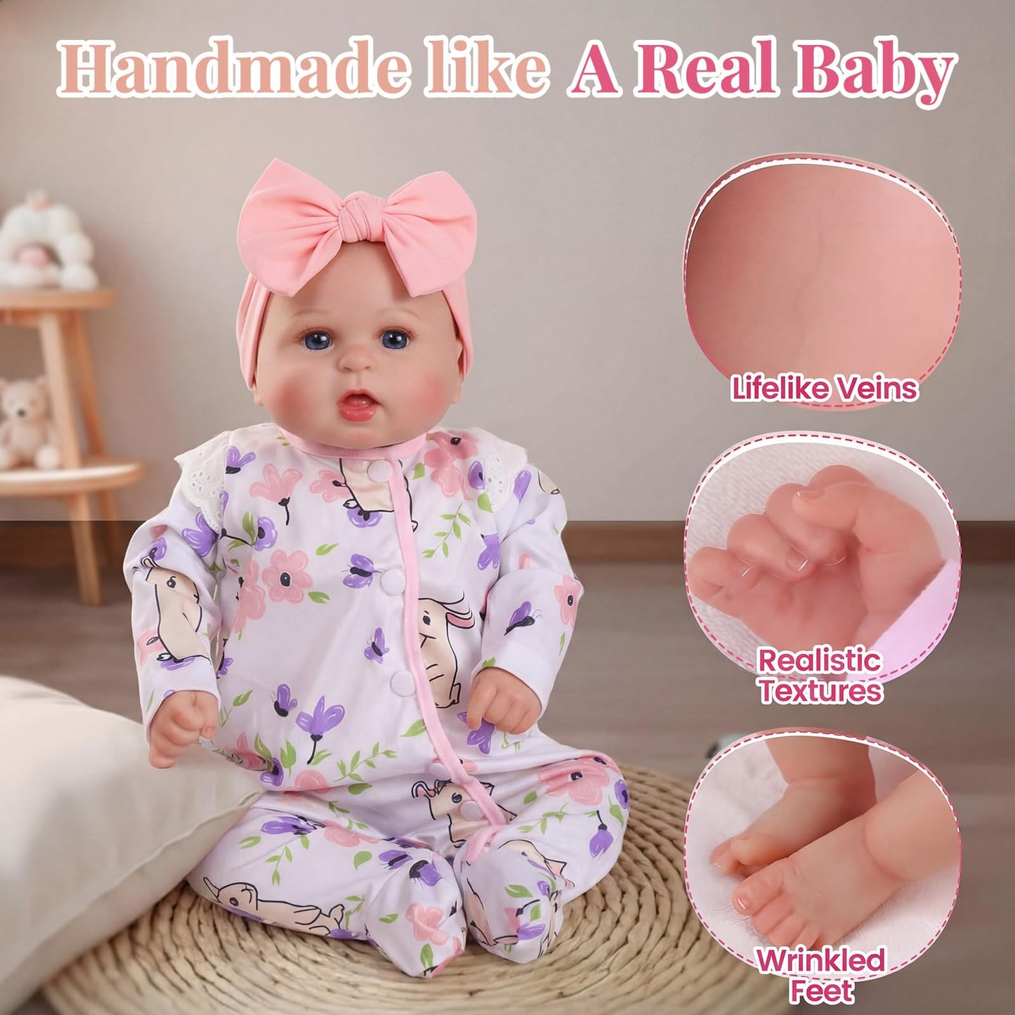 BABESIDE Reborn Baby Dolls 20 Inch Bailyn – Lifelike Realistic Baby Doll with Soft Cloth Body, Real Life Baby Dolls for Girls, Open Eyes Newborn Doll for Kids Age 3+