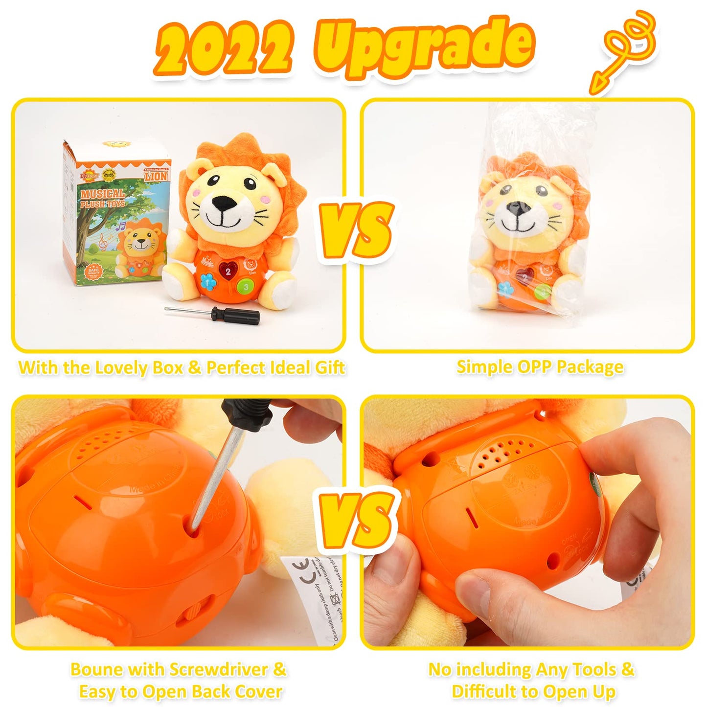 Daboot Baby Toys 6 to 12 Months - Infant Baby Musical Lion Plush Toy for Boys & Girls - Newborn to 1 Year Old