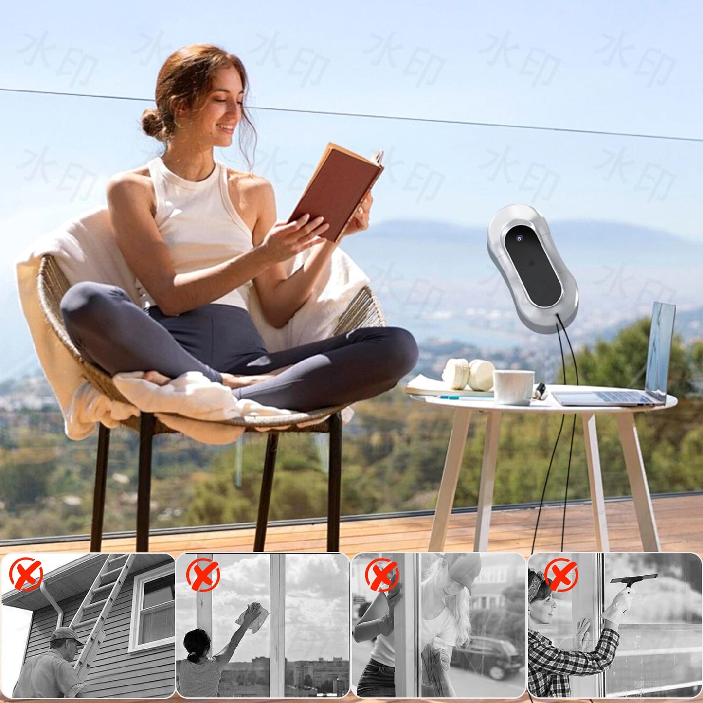 eTRY Automatic Window Cleaning Robot, Auto Dual Water Spray & AI Path Planning,Edge Detection & Remote Control, Smart Window Cleaner Robot for Highrise Glass Inside & Outside