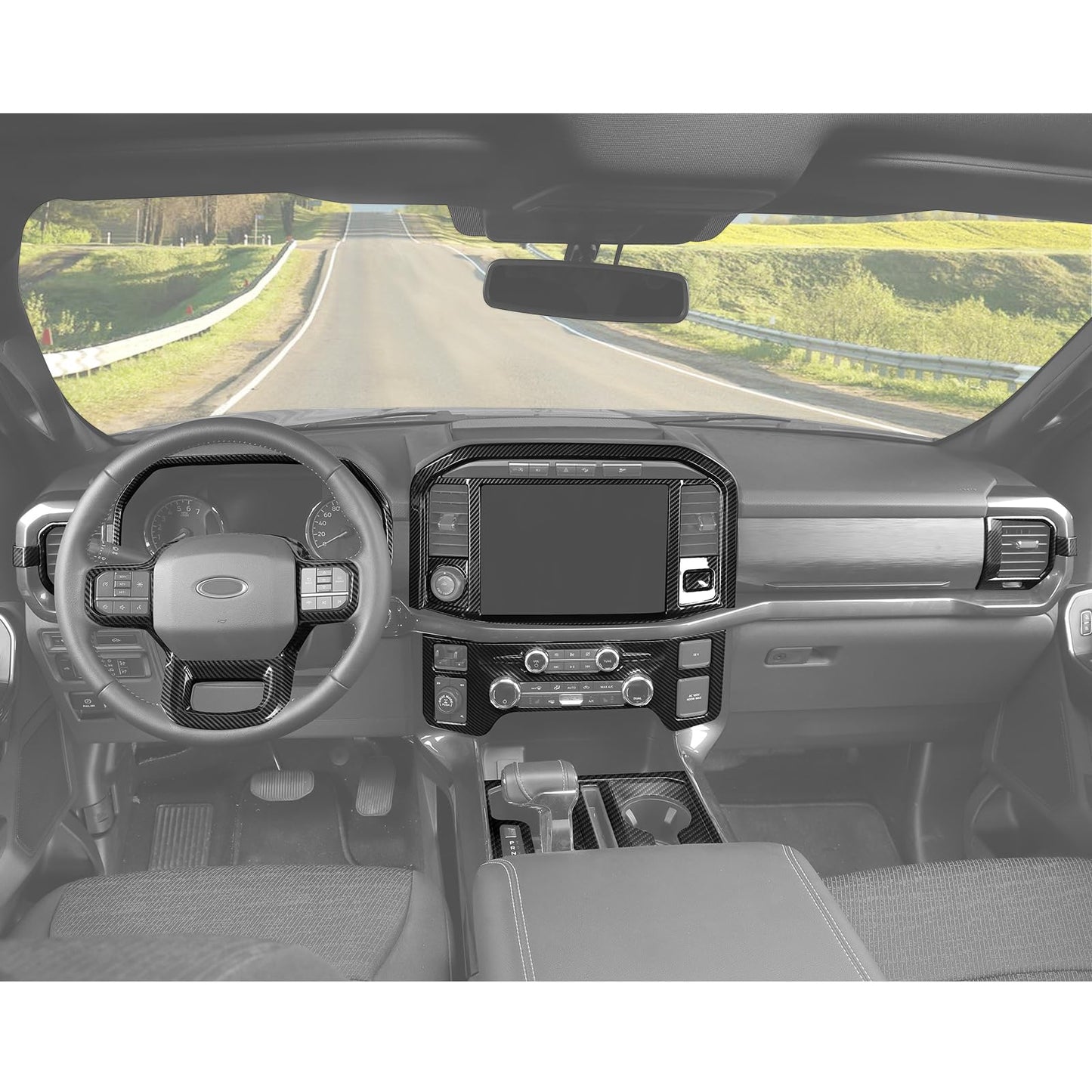 JeCar 12pcs Carbon Fiber Interior Trim Kit for 2021+ Ford F150 Interior Accessories