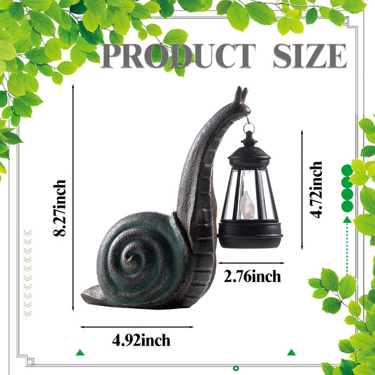 CSZLSMH Solar Snail Garden Lights Outdoor Decor (3.15" W x 4.92" L x 8.27" H), Solar Powered Figurine for Patio Lawn Yard Porch, Indoor Decoration, Unique Gift for Mom Grandma Women