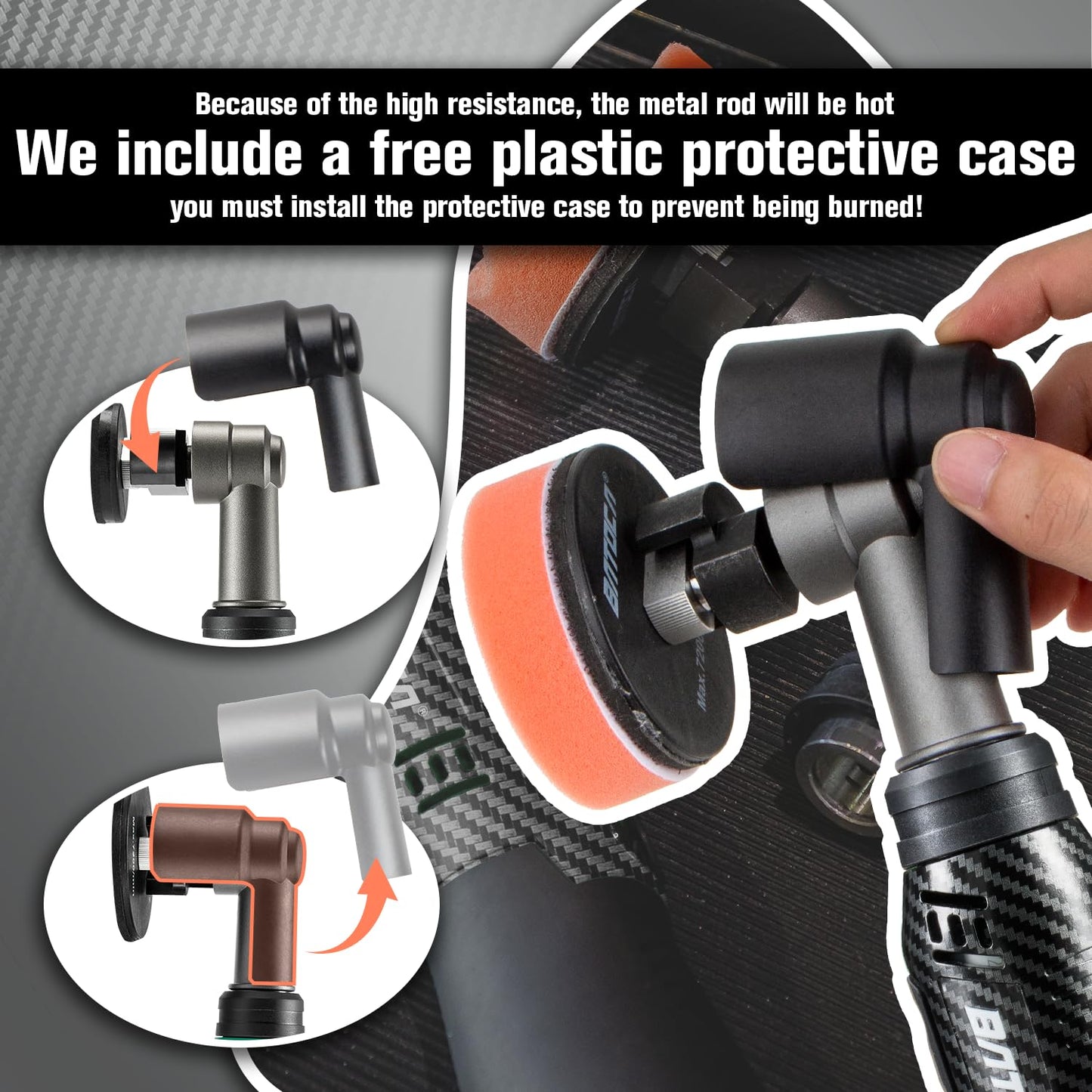 BATOCA S6 Mini Cordless Polisher for Car Detailing, 2x2.0Ah Batteries, 0mm Rotary Buffer & 12mm Dual Action Polisher 1-3 Inch, 2 Different Speeds Heads Systems, 4.2k-21k, 1-5k RPM Carbon Style
