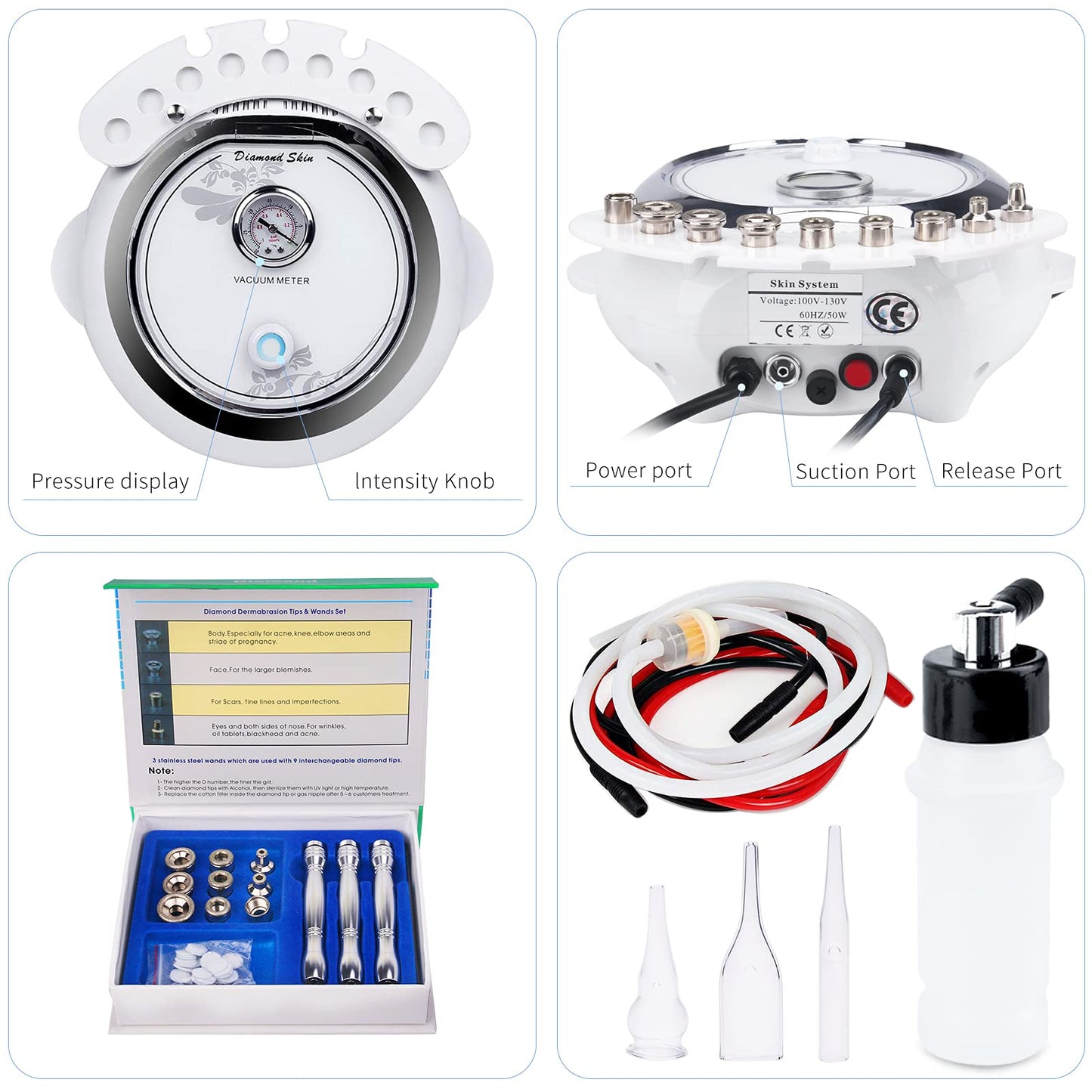 3 in 1 Diamond Microdermabrasion Machine, Yofuly 65-68cmHg Suction Power Professional Dermabrasion Equipment for Facial Skin Care