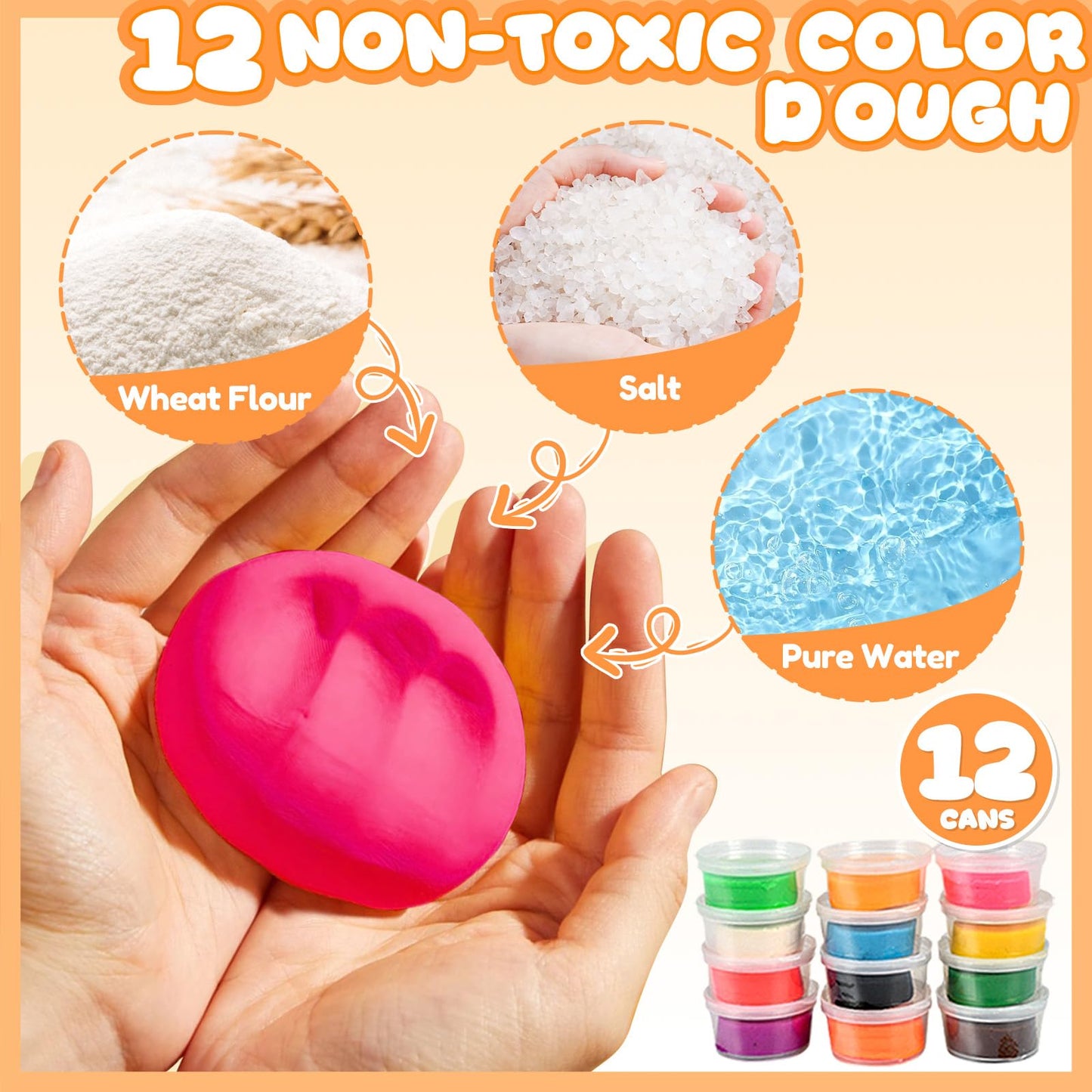 Crelloci 3 in 1 Color Dough Kitchen Creations Set, Ice Cream Spaghetti Burger Maker Machine, Art Crafts Food Modeling Toys, Accessories Tools Kit for Boys Girls Kids Toddlers Ages 3+ (12 Colors Dough)