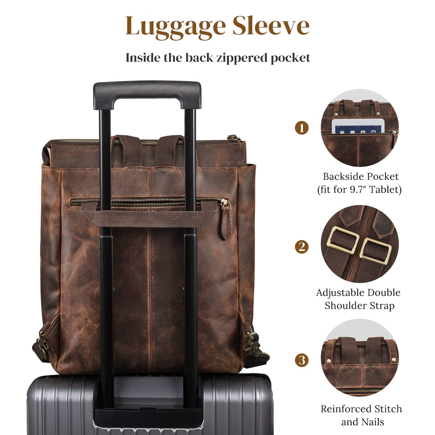 S-ZONE Genuine Leather Backpack Purse for Women Men Vintage Rucksack Handbag Travel Daypack