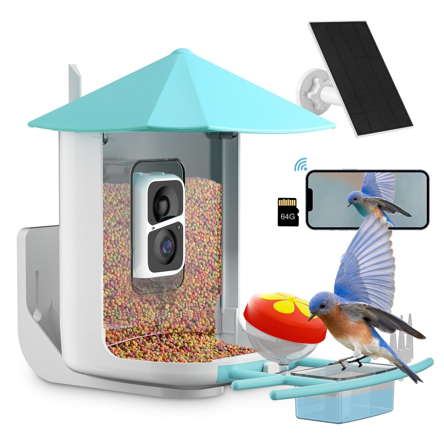 oCuZen Smart Bird Feeder Camera, Outdoor Bird Watching Camera, Auto Capture Bird & Motion Detection, Gift for Bird Lover, Blue