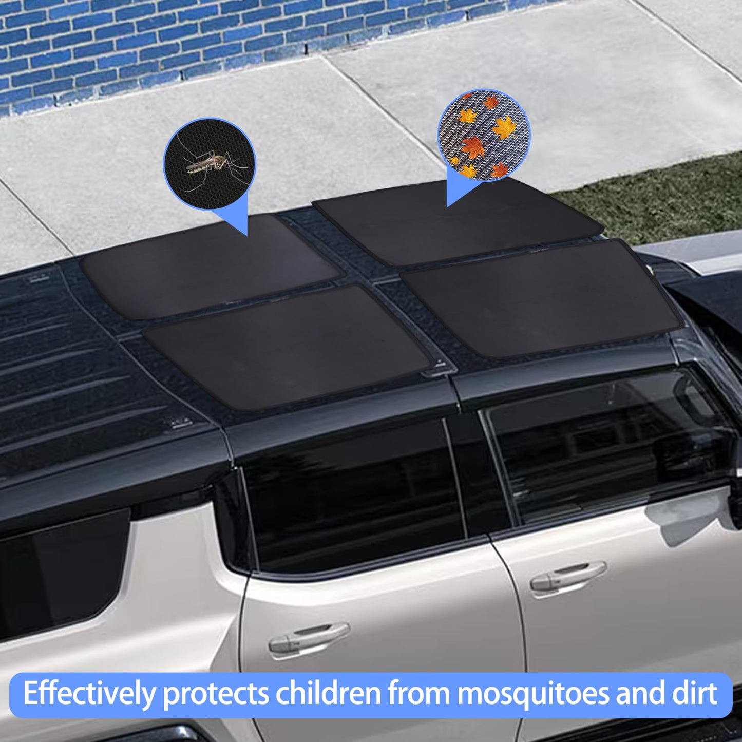 Sunroof Sunshade Breathable Mesh for Hummer EV 2024-2026 Accessories Roof Screen Mosquito Net UV Blocker Sun Protector Glare HeatShield Moonroof Mesh Net Car Roof Cover for Camping2 (Black)