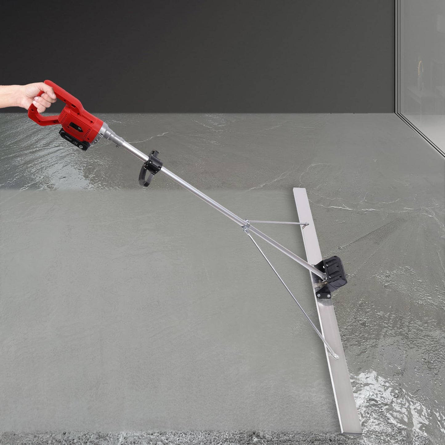 21V Electric Screed, Cordless Concrete Wet Screed, Concrete Finish Vibrating Tool, Vibrating Screed with 59 Inch Screed Blade Ruler (Ships in two packages)