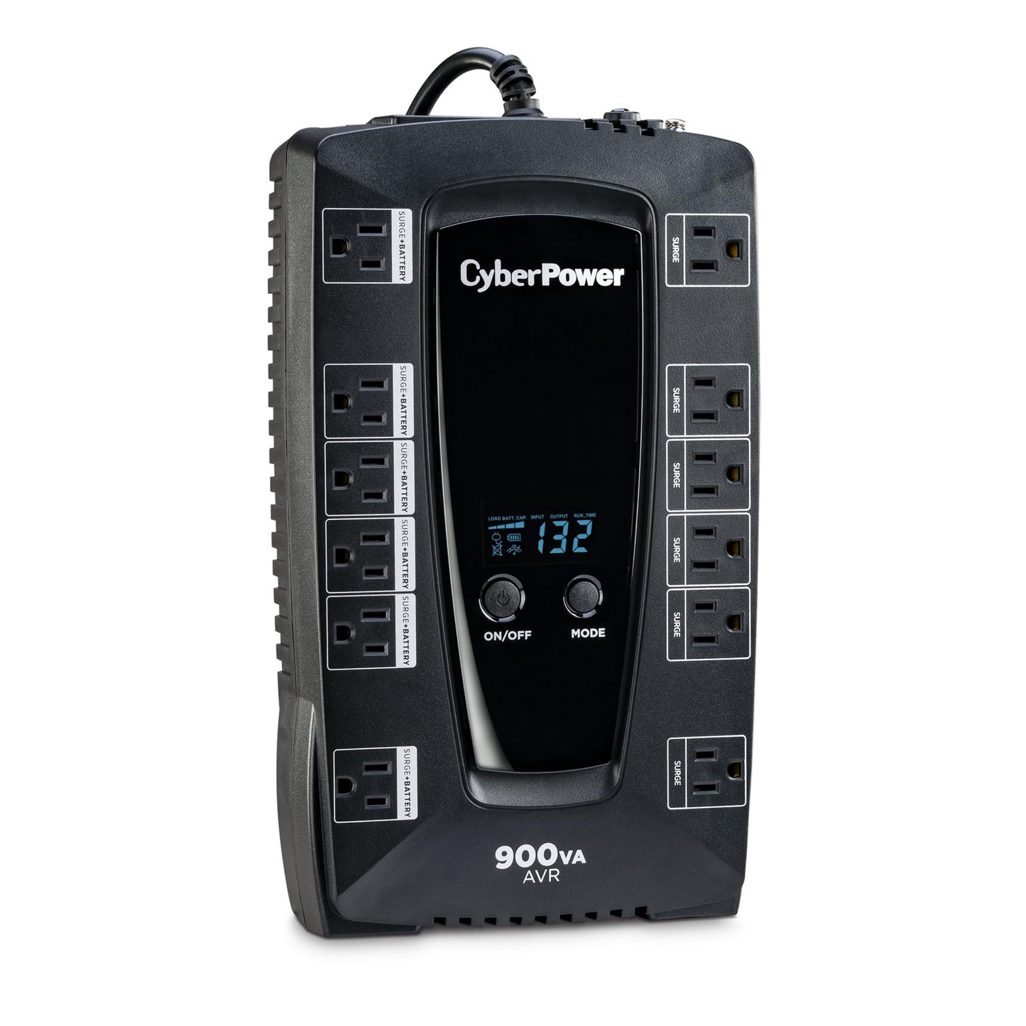 CyberPower AVRG900LCD Intelligent LCD UPS System, 900VA/480W, 12 Outlets, AVR, Compact