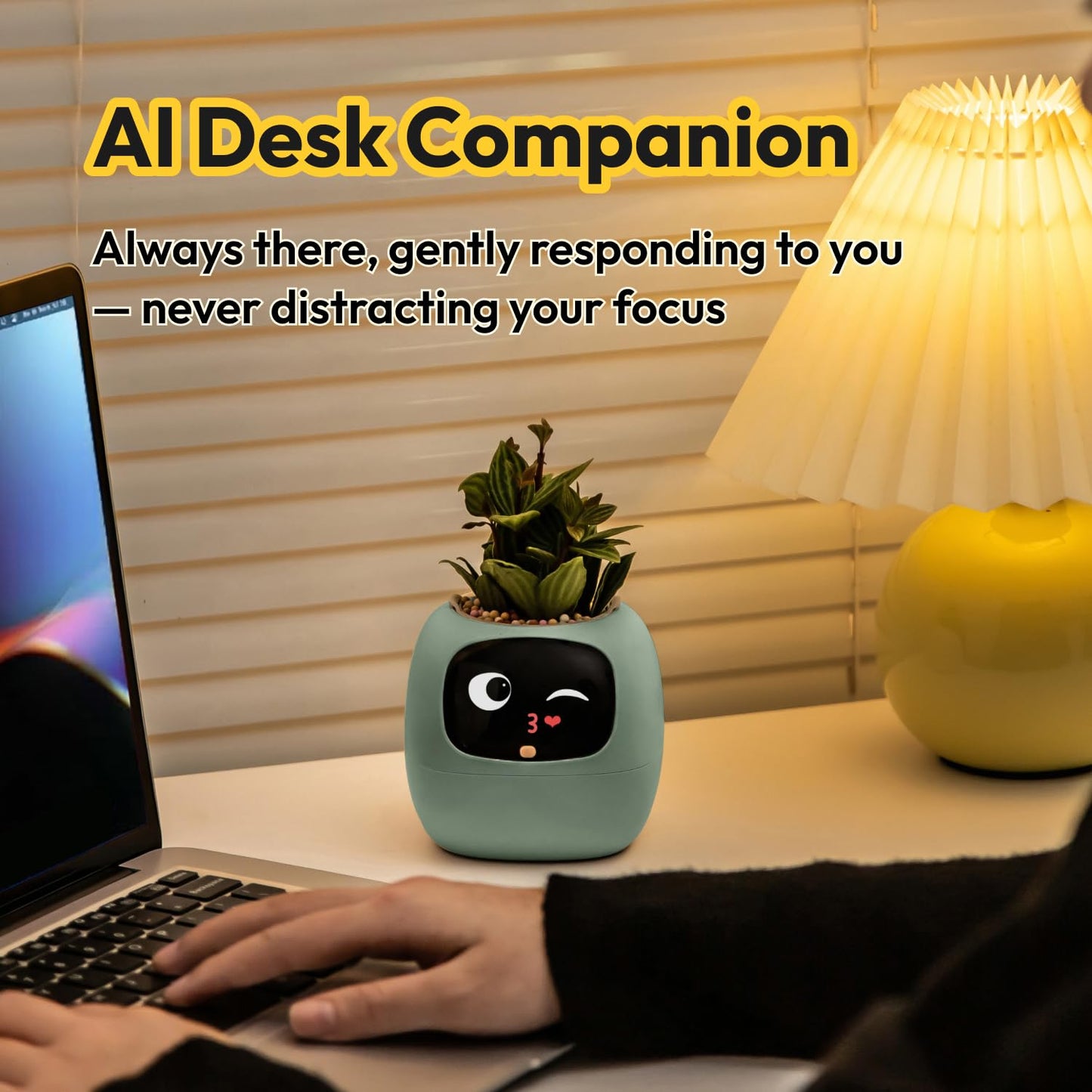 PLANTSIO Ivy Interactive AI Desk Companion, Smart Plant Pet with 100+ Expressions, Cute Indoor Planter for Office Decor, Unique Gift for Plant Lovers & Coworkers(Blush)